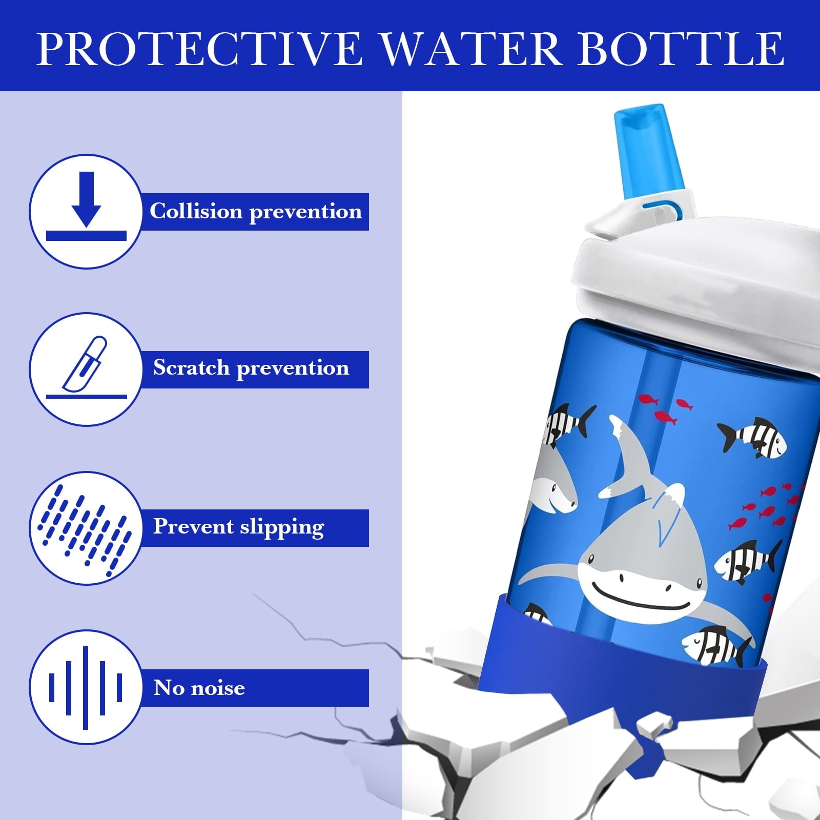 Linkidea 2 Pack Water Bottle Boot Compatible with CamelBak Eddy+20oz/25oz, Chute Mag 20oz/25oz, Carry Cap, Silicone Anti-Slip Bottle Bottom Bumper Protector (Navy Blue) Edition-E56O
