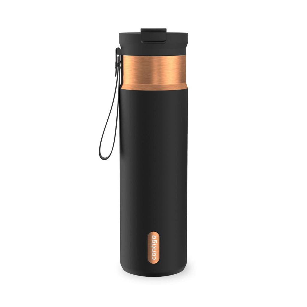 Contigo DualSip Leakproof Stainless Steel Reusable Water Bottle Tumbler with Carrying Strap, Cream/Champagne, 24 oz Edition-4GQQ