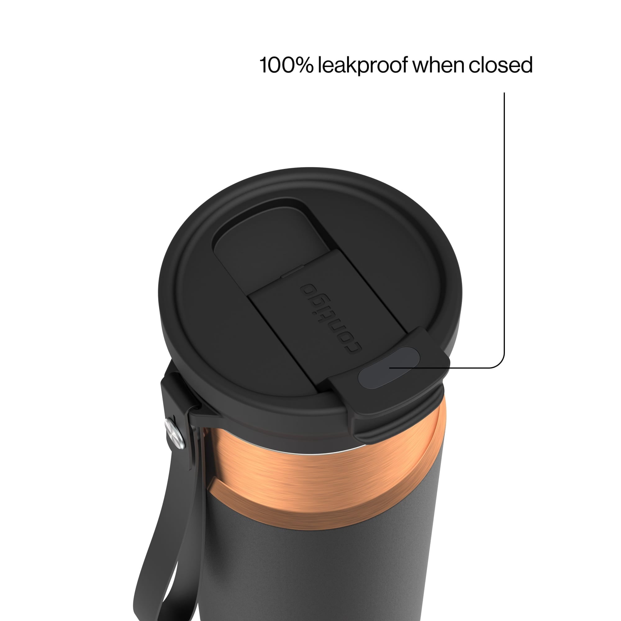 Contigo DualSip Leakproof Stainless Steel Reusable Water Bottle Tumbler with Carrying Strap, Cream/Champagne, 24 oz Edition-4GQQ