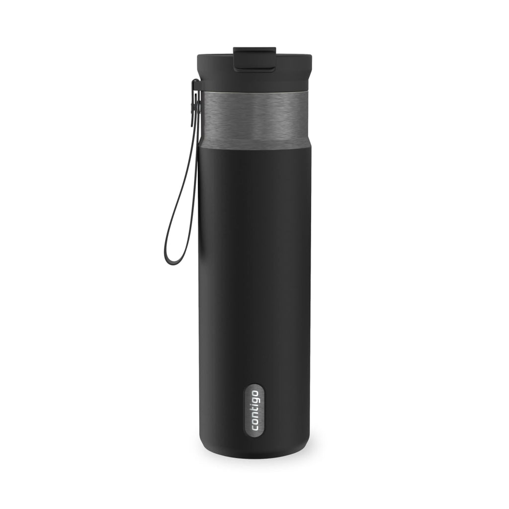 Contigo DualSip Leakproof Stainless Steel Reusable Water Bottle Tumbler with Carrying Strap, Cream/Champagne, 24 oz Edition-4GQQ