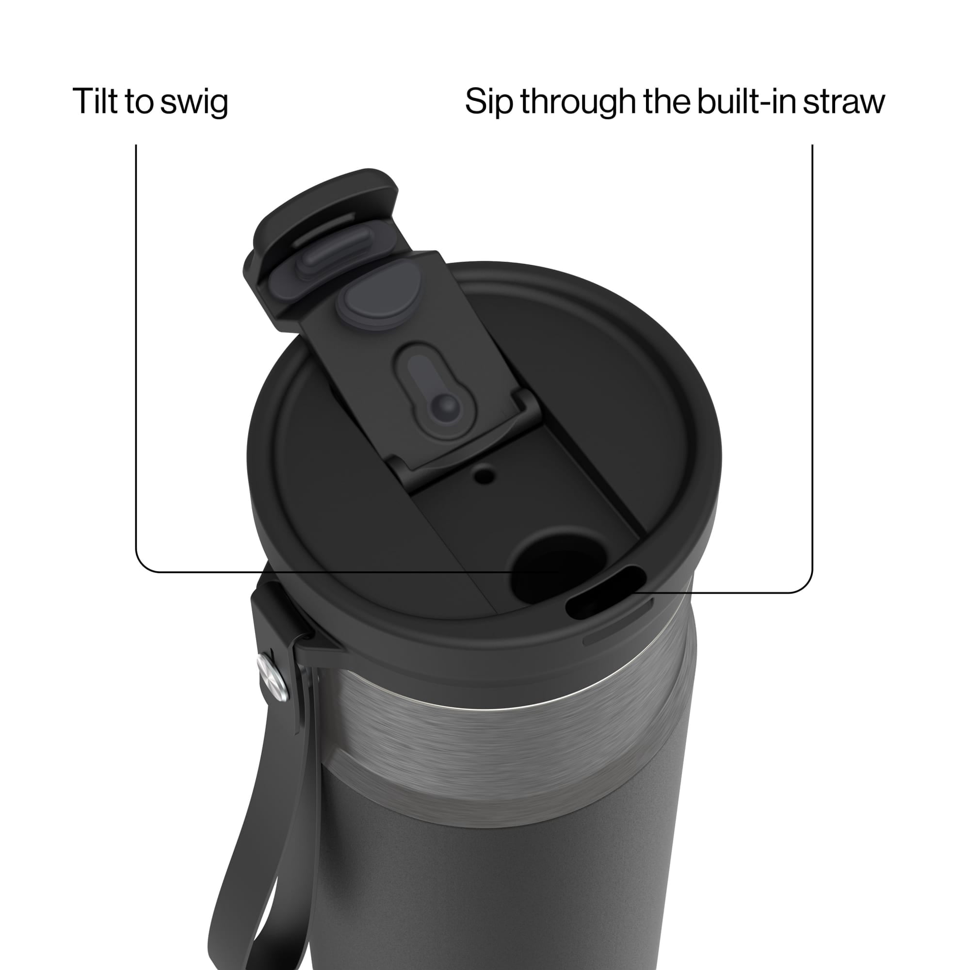 Contigo DualSip Leakproof Stainless Steel Reusable Water Bottle Tumbler with Carrying Strap, Cream/Champagne, 24 oz Edition-4GQQ