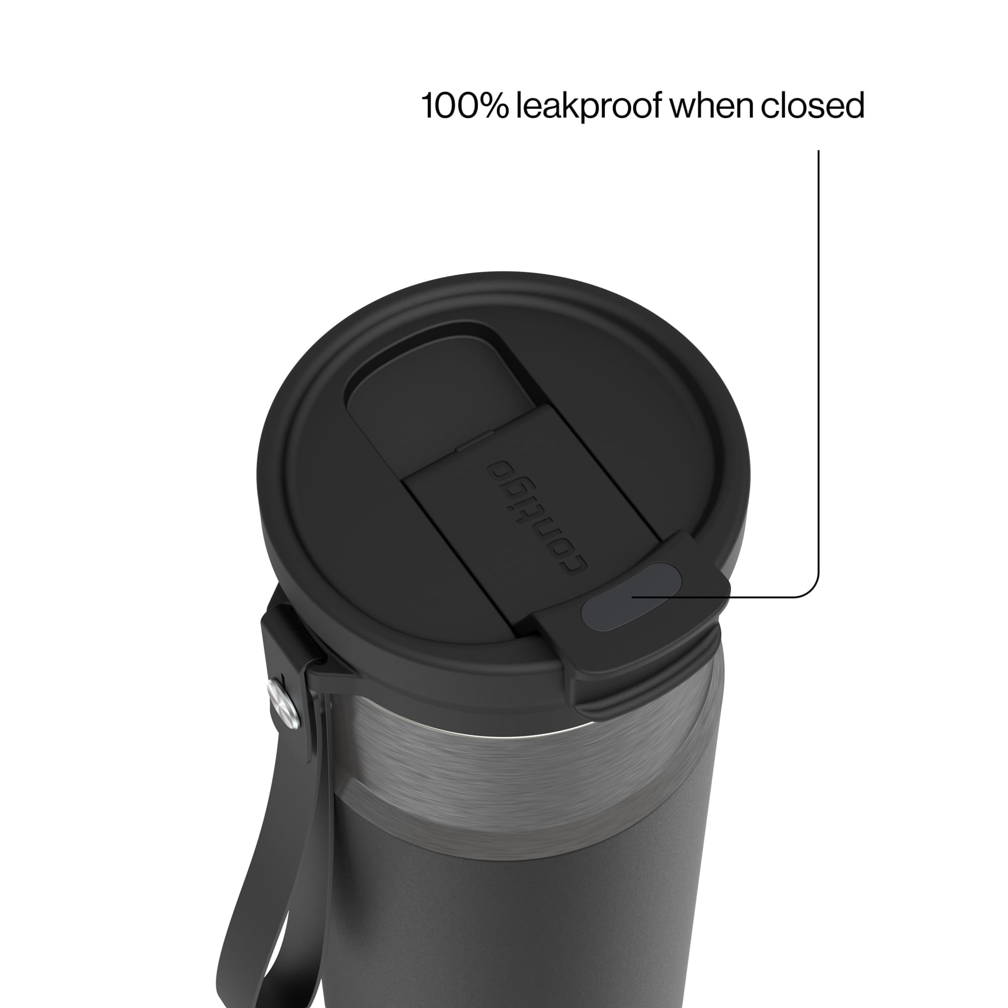 Contigo DualSip Leakproof Stainless Steel Reusable Water Bottle Tumbler with Carrying Strap, Cream/Champagne, 24 oz Edition-4GQQ