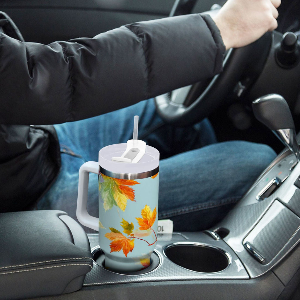 30 oz Insulated Stainless Steel Tumbler Double Wall Stainless Steel Tumbler with 2-Way Drinking Colorful Autumn Maple Leaves Edition-IL2W
