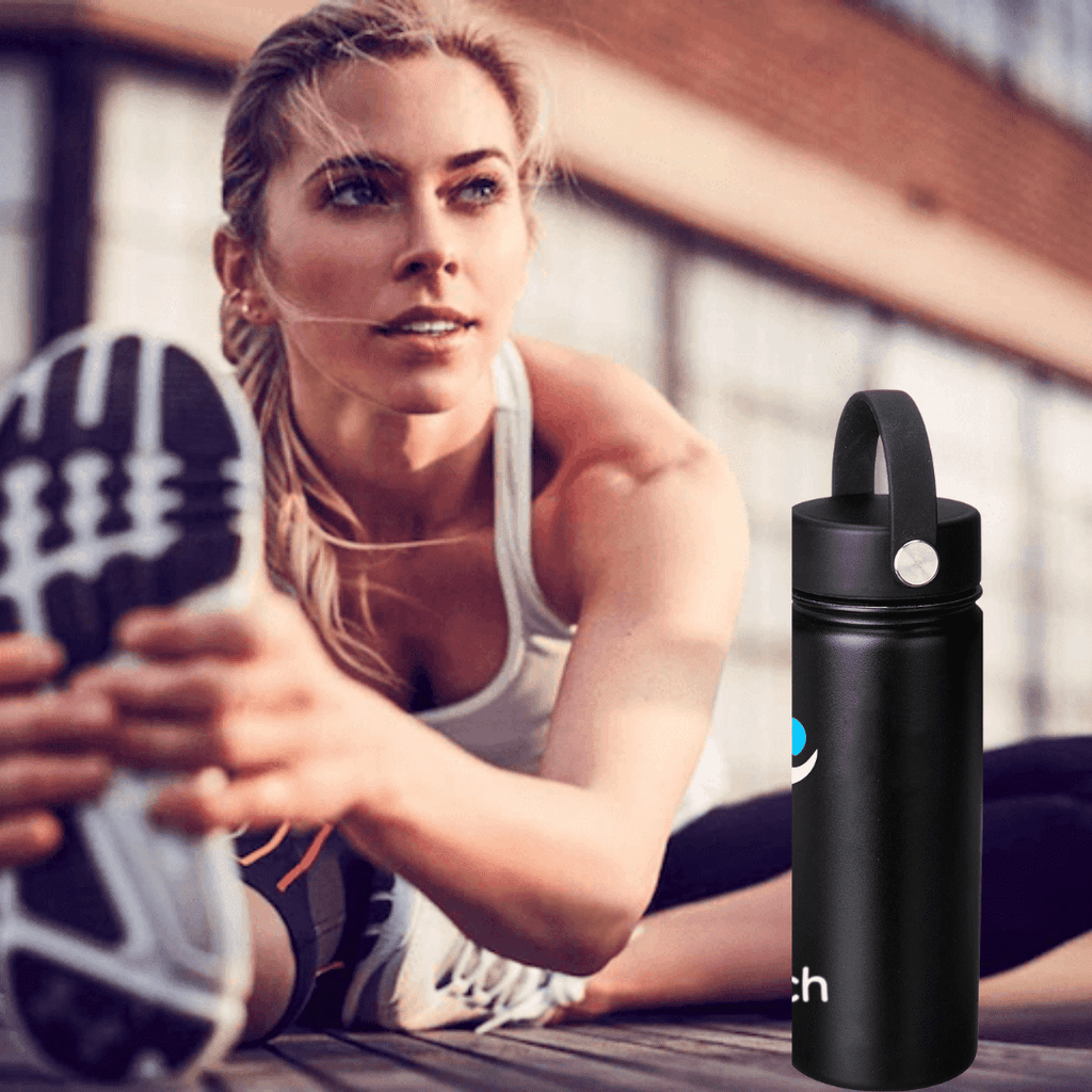 NuRich Sports Water Bottle - 18 Oz, Vacuum Insulated Stainless Steel, Modern Double Walled, Simple Thermo Modern Mug, Hydro Metal Canteen Flask Wide Mouth with Sweat Proof Design for Cold &amp; Hot Temp Edition-81QS