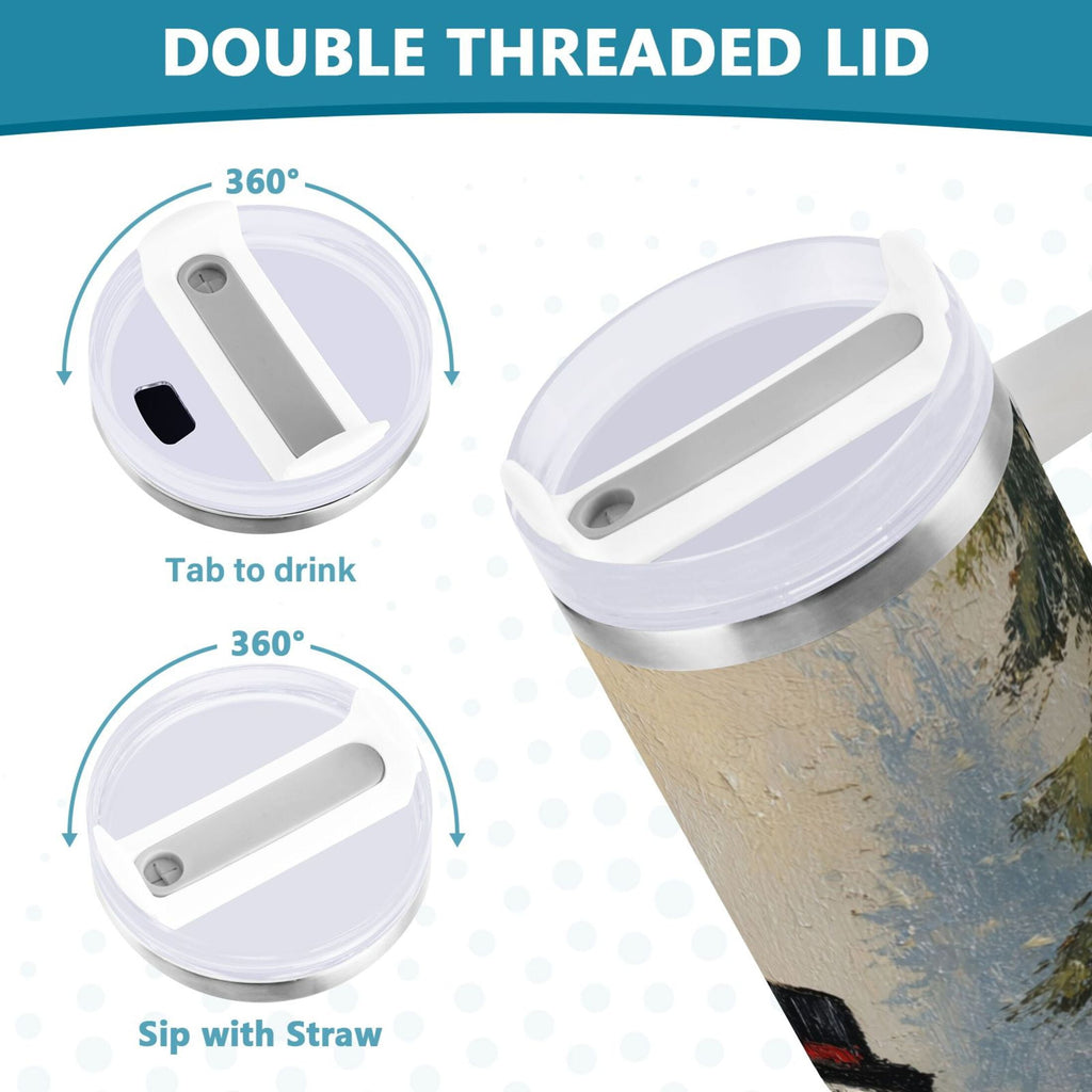 40 oz Insulated Stainless Steel Tumbler Double Wall Stainless Steel Tumbler with 2-Way Drinking Moody Snowman Couple Edition-W4AX