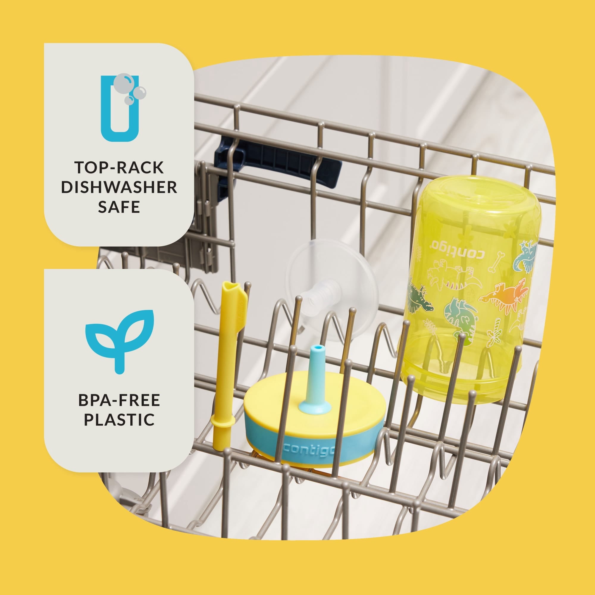Contigo Kids Leighton Spill-Proof Tumbler with Straw, 14 oz, Yellow Edition-KGV7