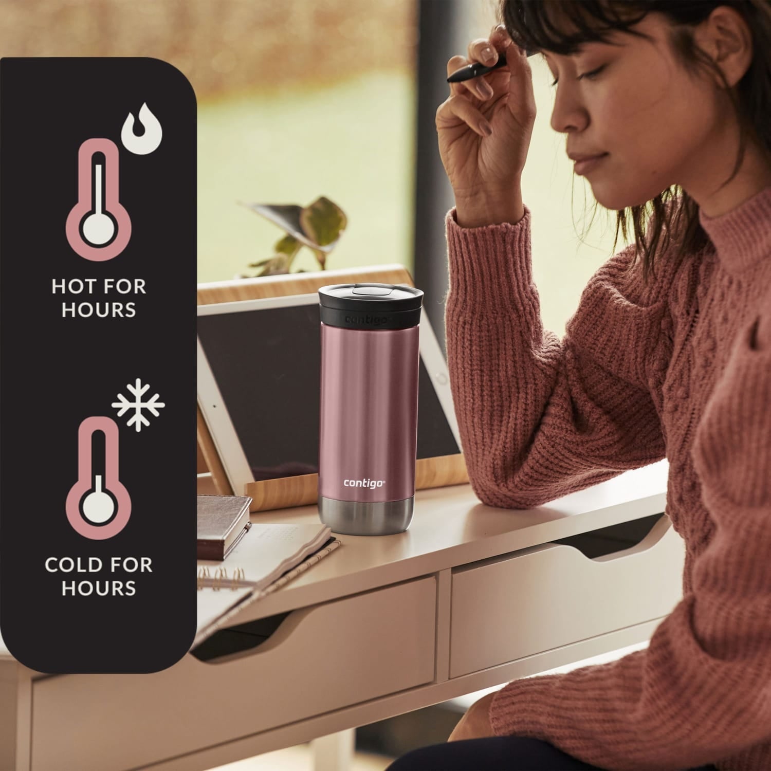 Contigo 16 oz. Huron 2.0 SnapSeal Stainless Steel Travel Mug - Licorice Edition-JX9A