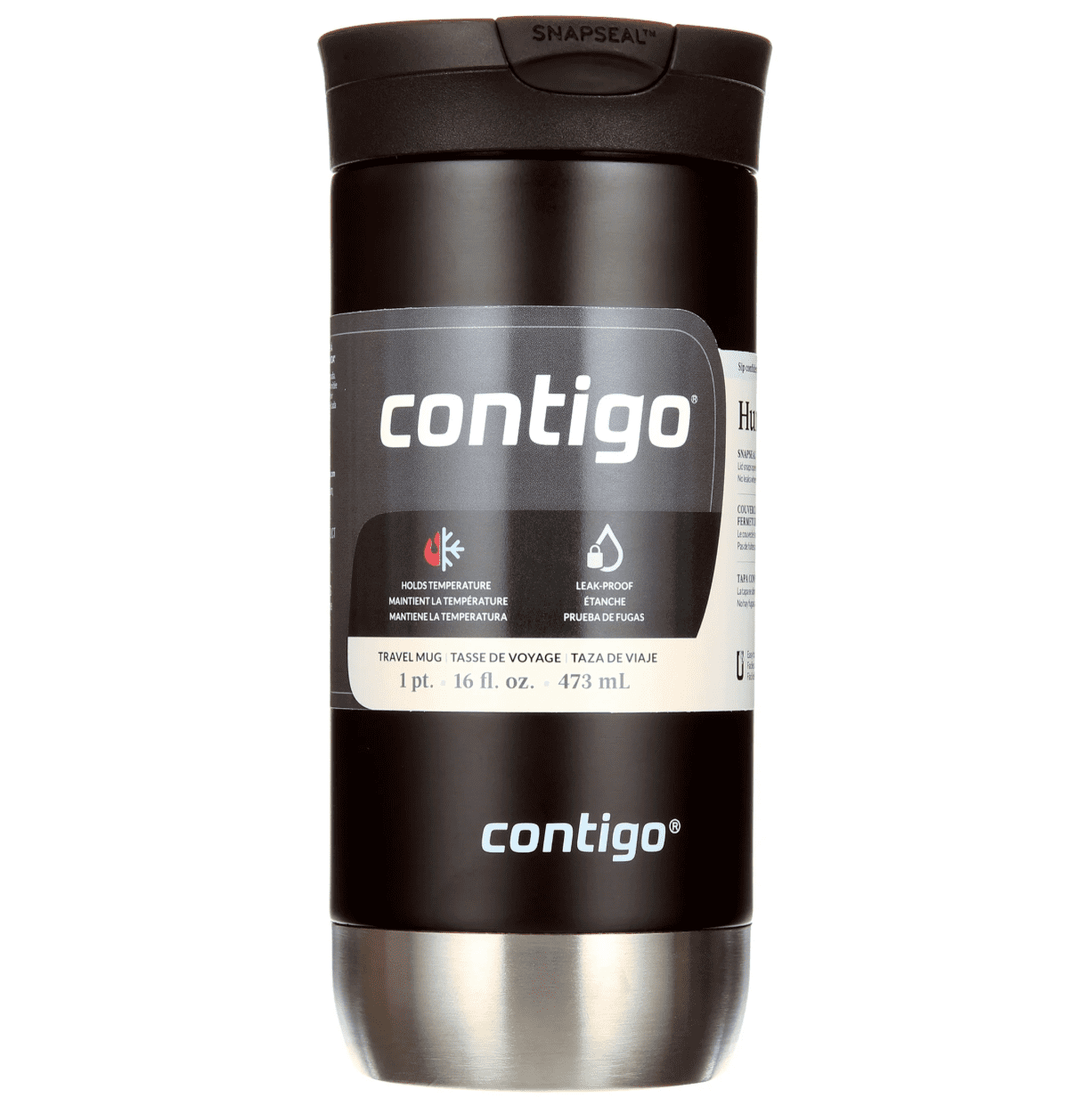 Contigo 16 oz. Huron 2.0 SnapSeal Stainless Steel Travel Mug - Licorice Edition-JX9A