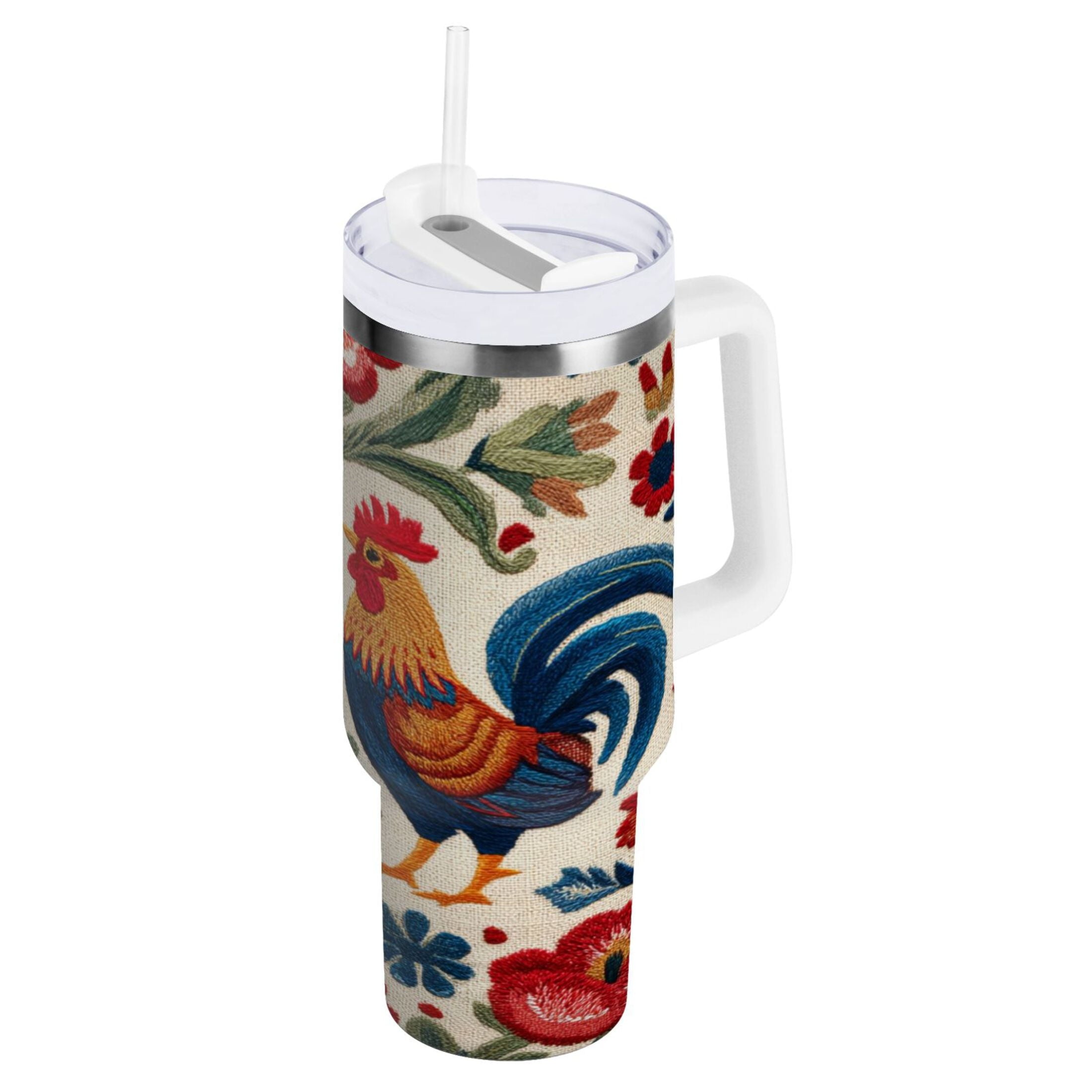 40 oz Insulated Stainless Steel Tumbler Double Wall Stainless Steel Tumbler with 2-Way Drinking Male and Female Chickens Edition-SX2M