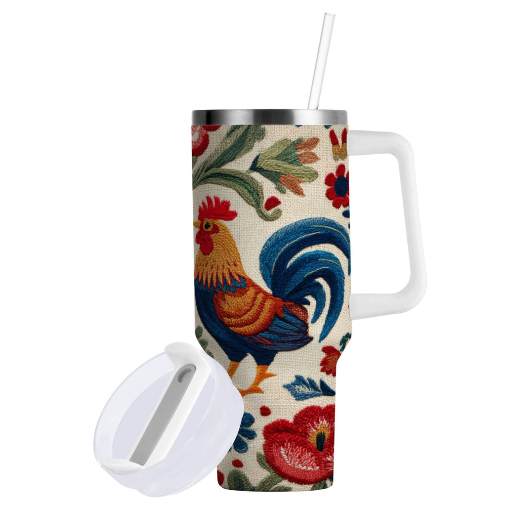 40 oz Insulated Stainless Steel Tumbler Double Wall Stainless Steel Tumbler with 2-Way Drinking Male and Female Chickens Edition-SX2M