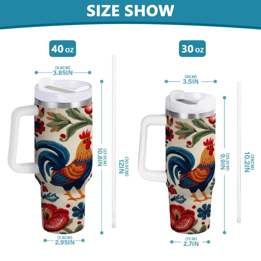 40 oz Insulated Stainless Steel Tumbler Double Wall Stainless Steel Tumbler with 2-Way Drinking Male and Female Chickens Edition-SX2M