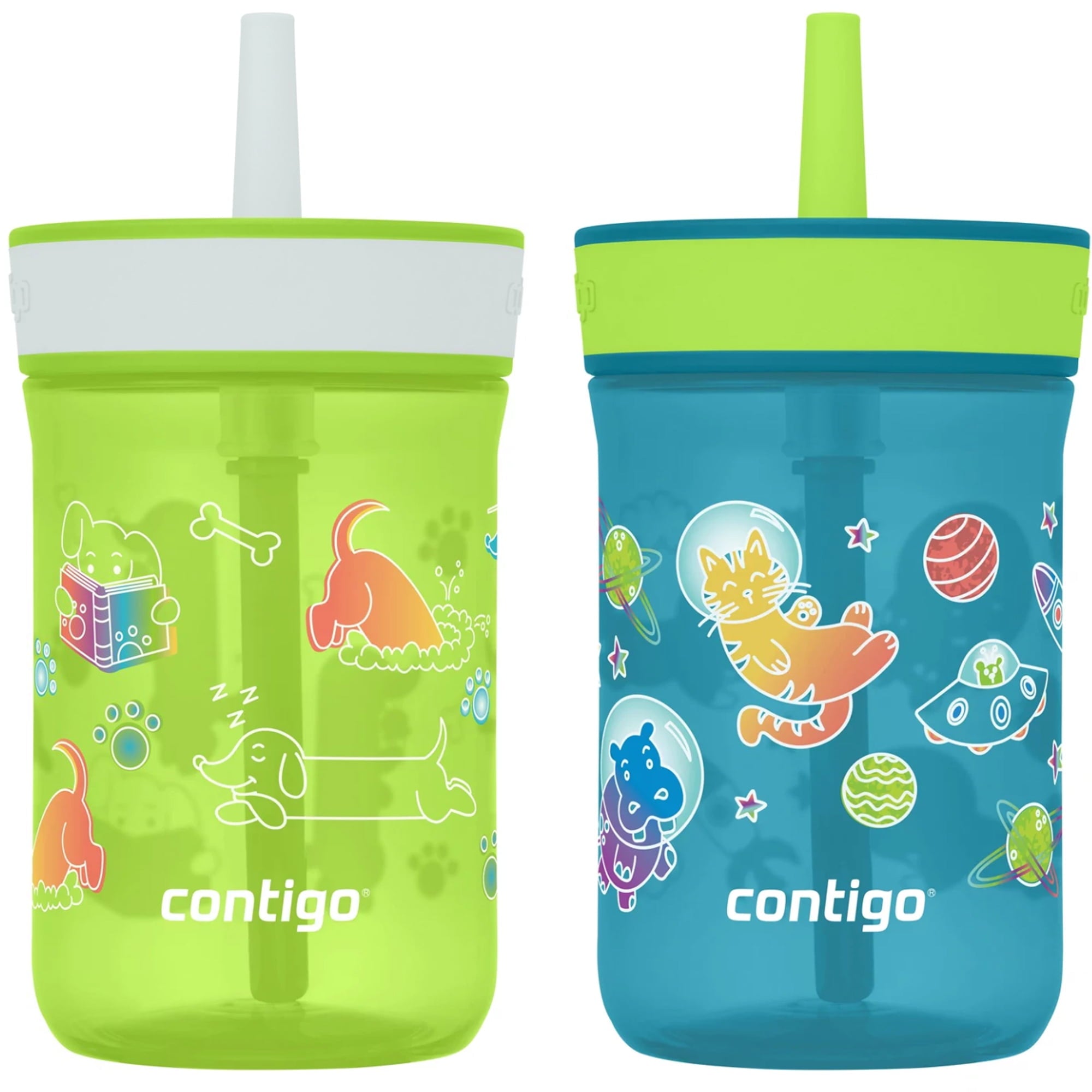 Contigo Kid's 14 oz. Leighton Tumbler 2-Pack - Dogs Doing Things/Spacecraft Edition-65HY