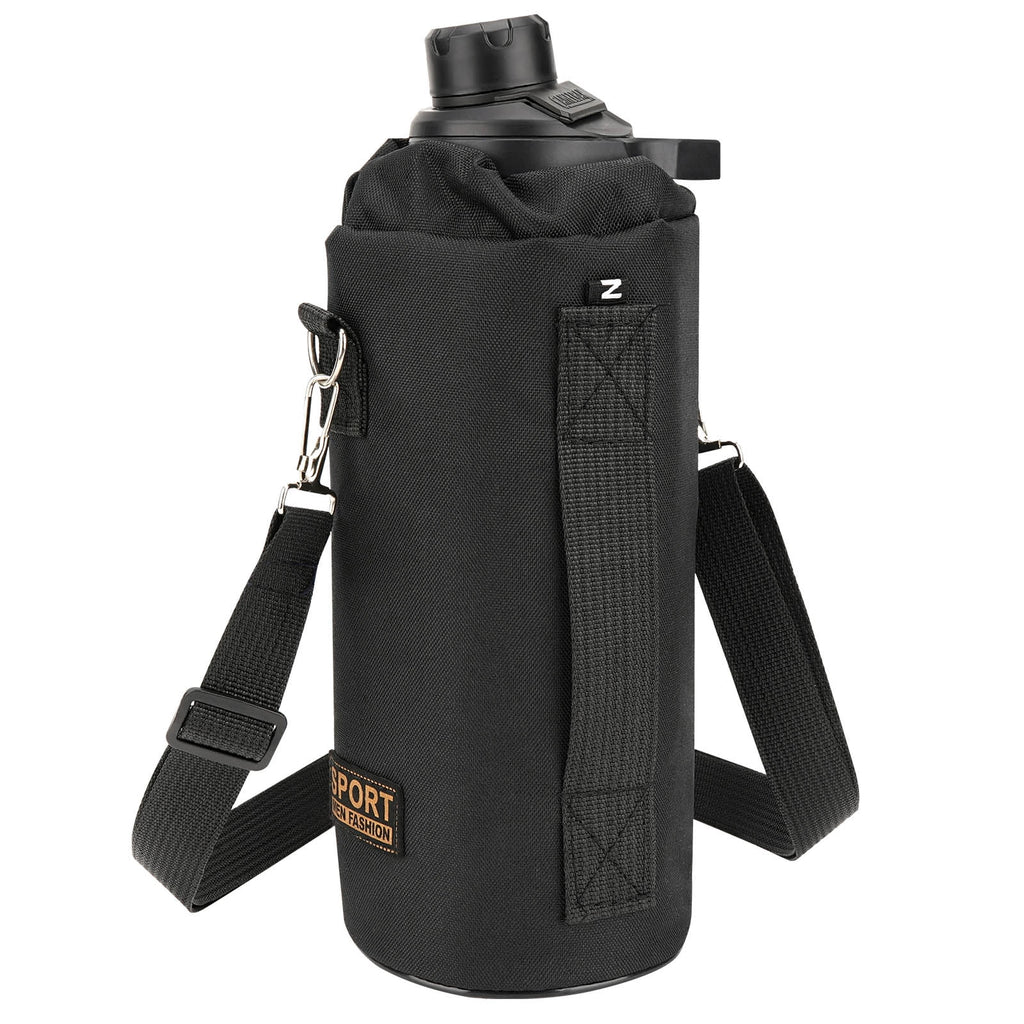 Linkidea Sports Water Bottle Carrier with Strap Compatible with Nalgene Sustain Tritan 48oz, CamelBak Chute Mag 50oz, Thick Waterbottle Cooler Bag Holder Shoulder Strap, Black Edition-JWNY