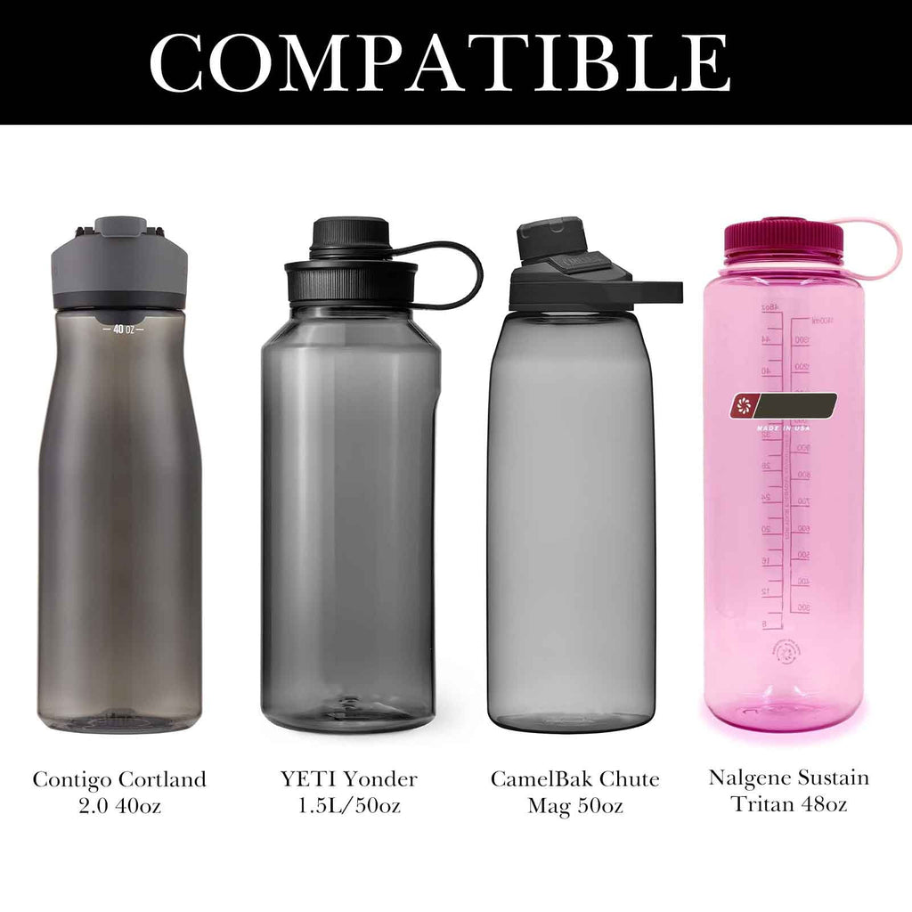 Linkidea Sports Water Bottle Carrier with Strap Compatible with Nalgene Sustain Tritan 48oz, CamelBak Chute Mag 50oz, Thick Waterbottle Cooler Bag Holder Shoulder Strap, Black Edition-JWNY