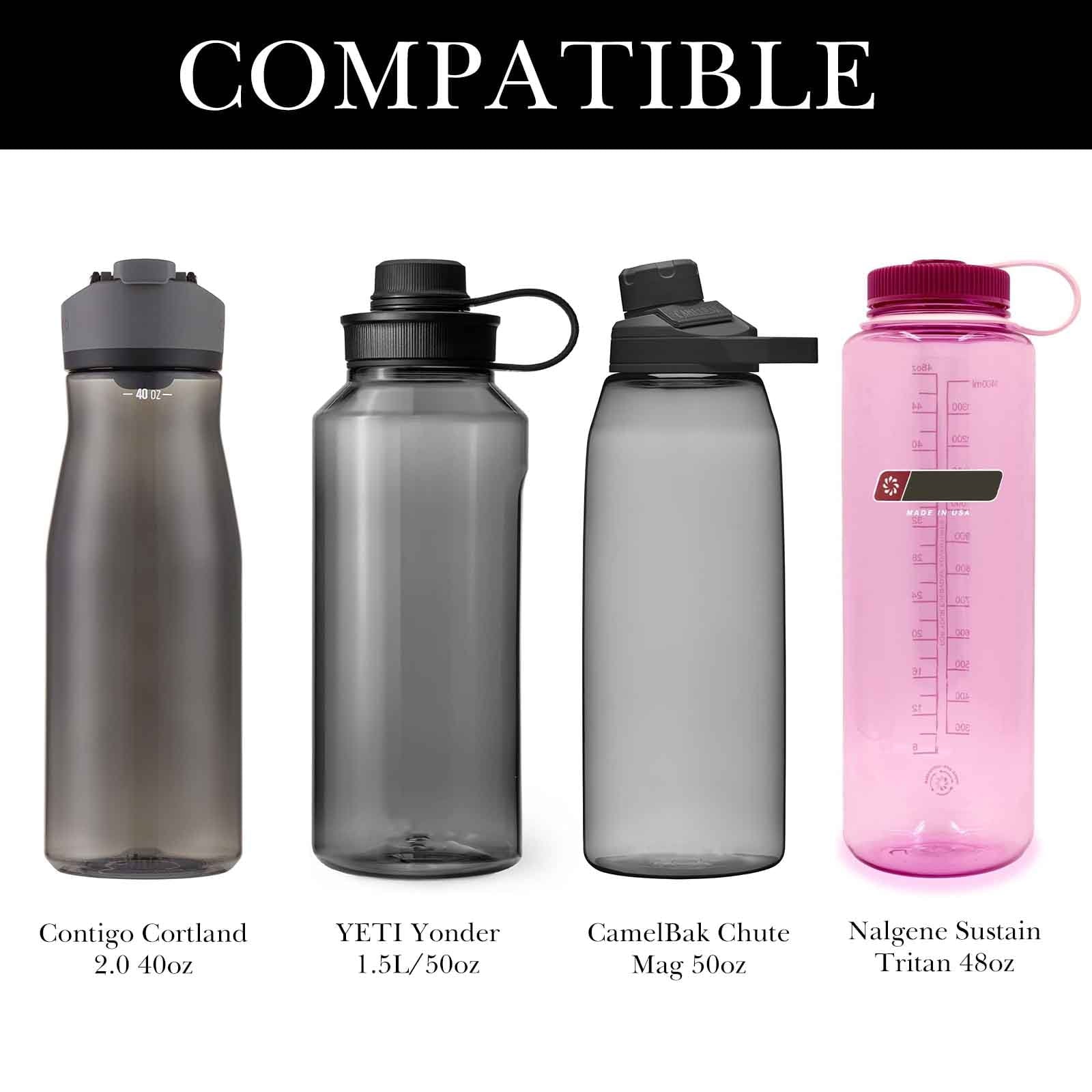 Linkidea Sports Water Bottle Carrier with Strap Compatible with Nalgene Sustain Tritan 48oz, CamelBak Chute Mag 50oz, Thick Waterbottle Cooler Bag Holder Shoulder Strap, Black Edition-JWNY