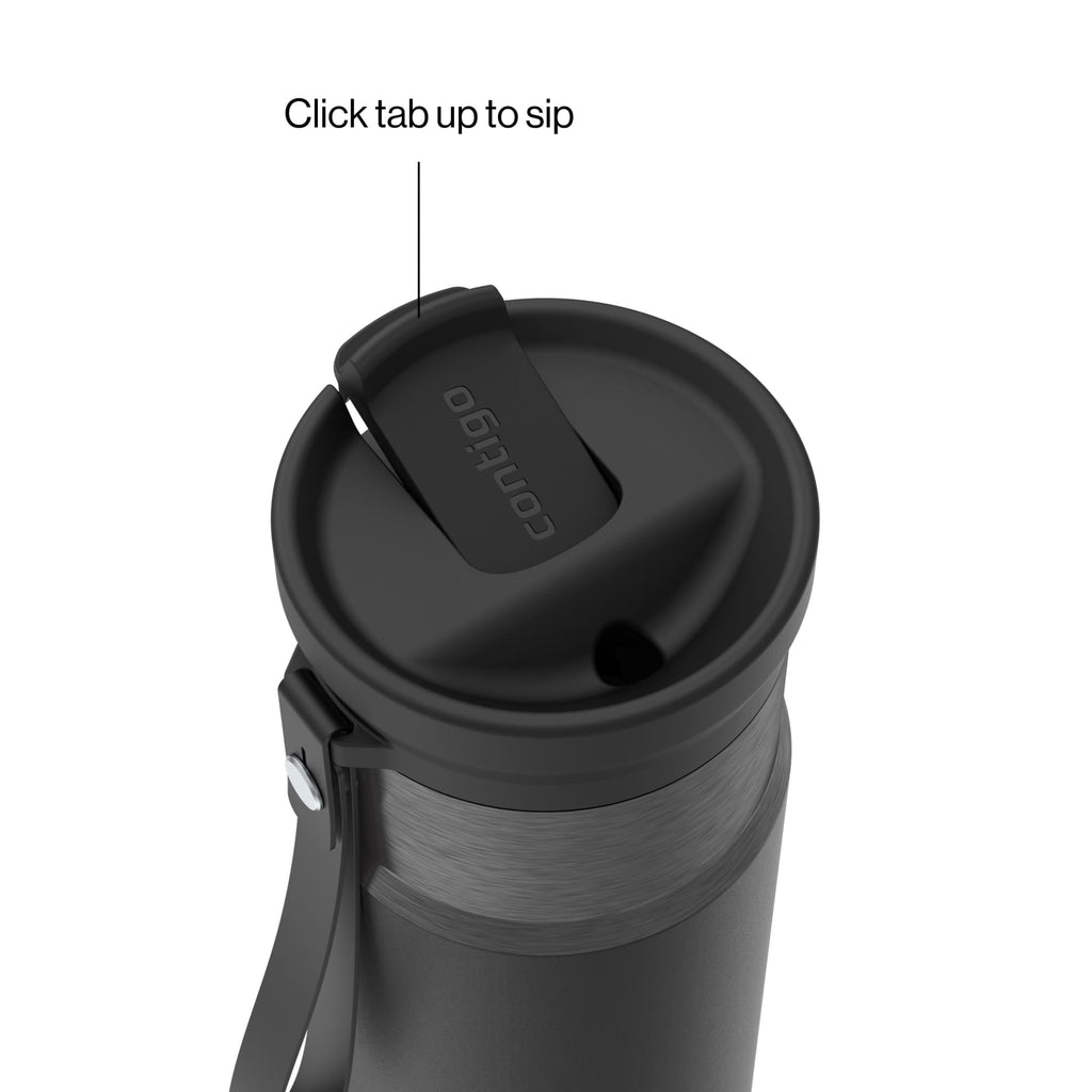 Contigo SnapSeal Leakproof Stainless Steel Reusable Water Bottle with Carrying Strap, Dark Blue/Bronze, 24 oz Edition-3OEQ