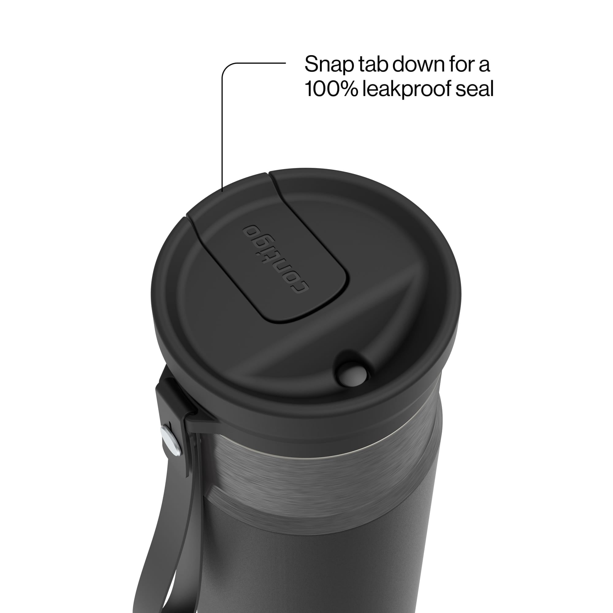 Contigo SnapSeal Leakproof Stainless Steel Reusable Water Bottle with Carrying Strap, Dark Blue/Bronze, 24 oz Edition-3OEQ