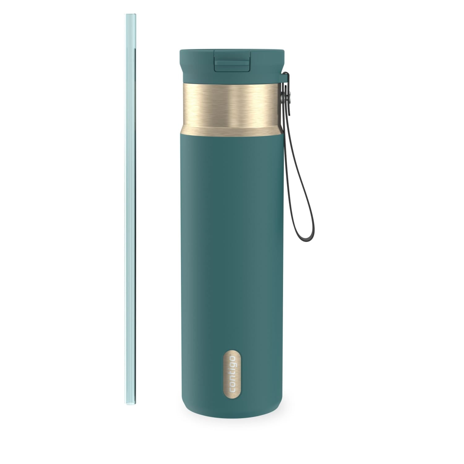 Contigo SnapSeal Leakproof Stainless Steel Reusable Water Bottle with Carrying Strap, Dark Blue/Bronze, 24 oz Edition-3OEQ