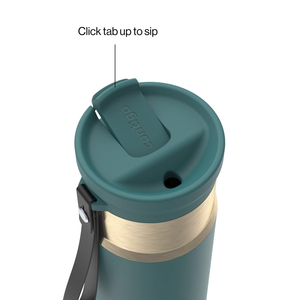 Contigo SnapSeal Leakproof Stainless Steel Reusable Water Bottle with Carrying Strap, Dark Blue/Bronze, 24 oz Edition-3OEQ