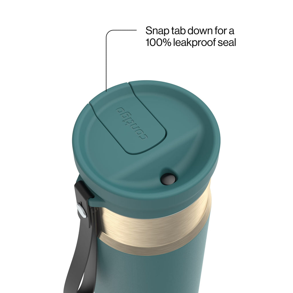 Contigo SnapSeal Leakproof Stainless Steel Reusable Water Bottle with Carrying Strap, Dark Blue/Bronze, 24 oz Edition-3OEQ