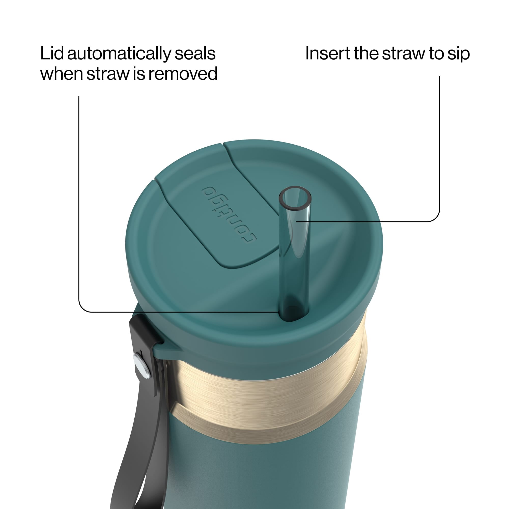 Contigo SnapSeal Leakproof Stainless Steel Reusable Water Bottle with Carrying Strap, Dark Blue/Bronze, 24 oz Edition-3OEQ