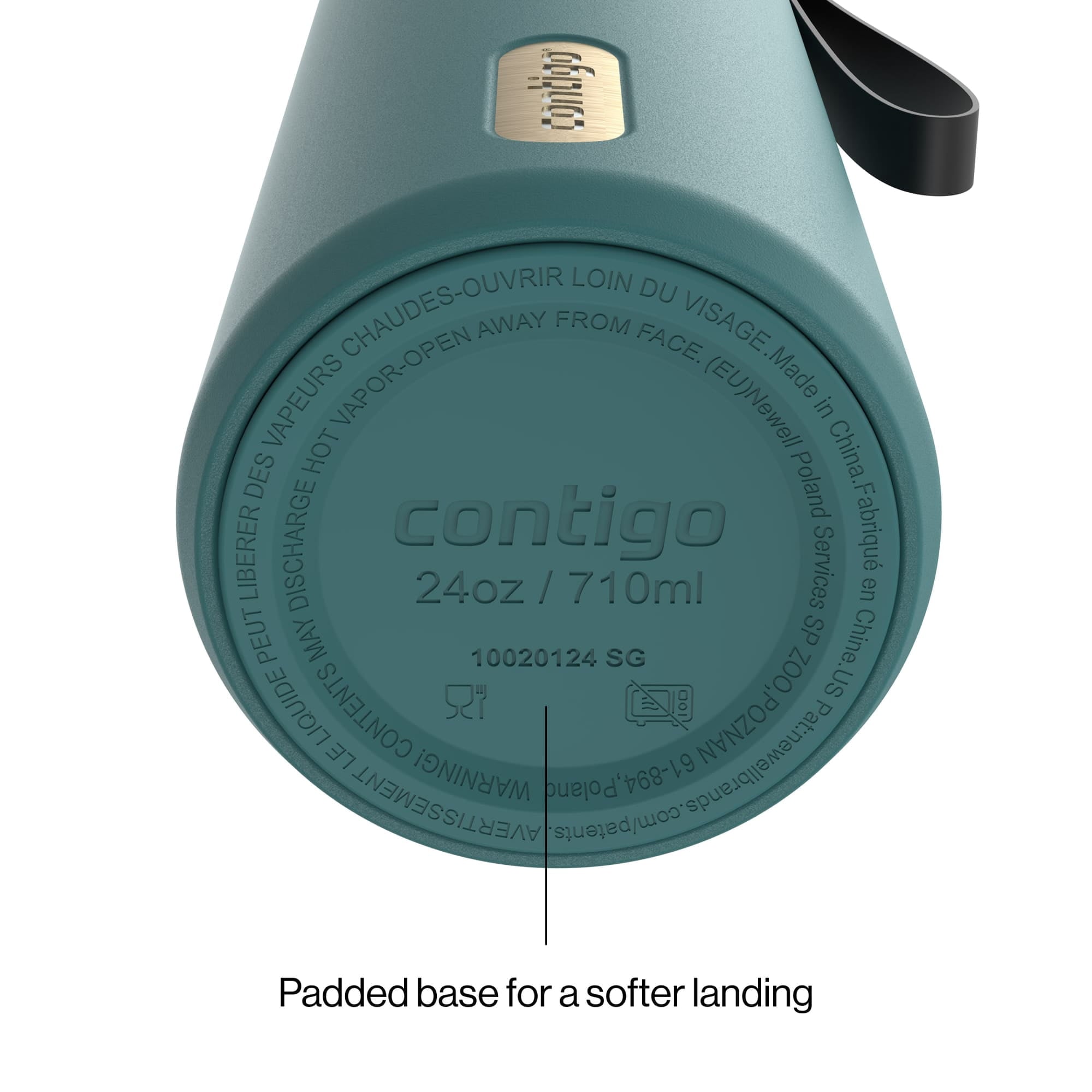 Contigo SnapSeal Leakproof Stainless Steel Reusable Water Bottle with Carrying Strap, Dark Blue/Bronze, 24 oz Edition-3OEQ