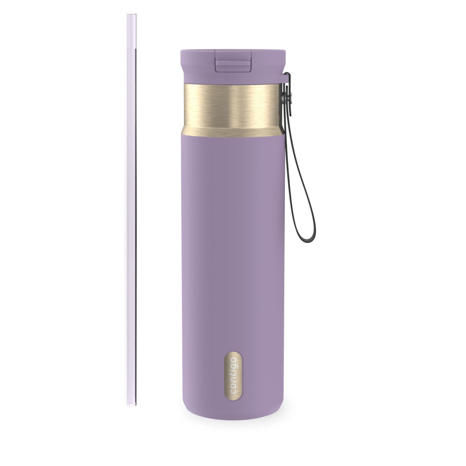 Contigo SnapSeal Leakproof Stainless Steel Reusable Water Bottle with Carrying Strap, Dark Blue/Bronze, 24 oz Edition-3OEQ