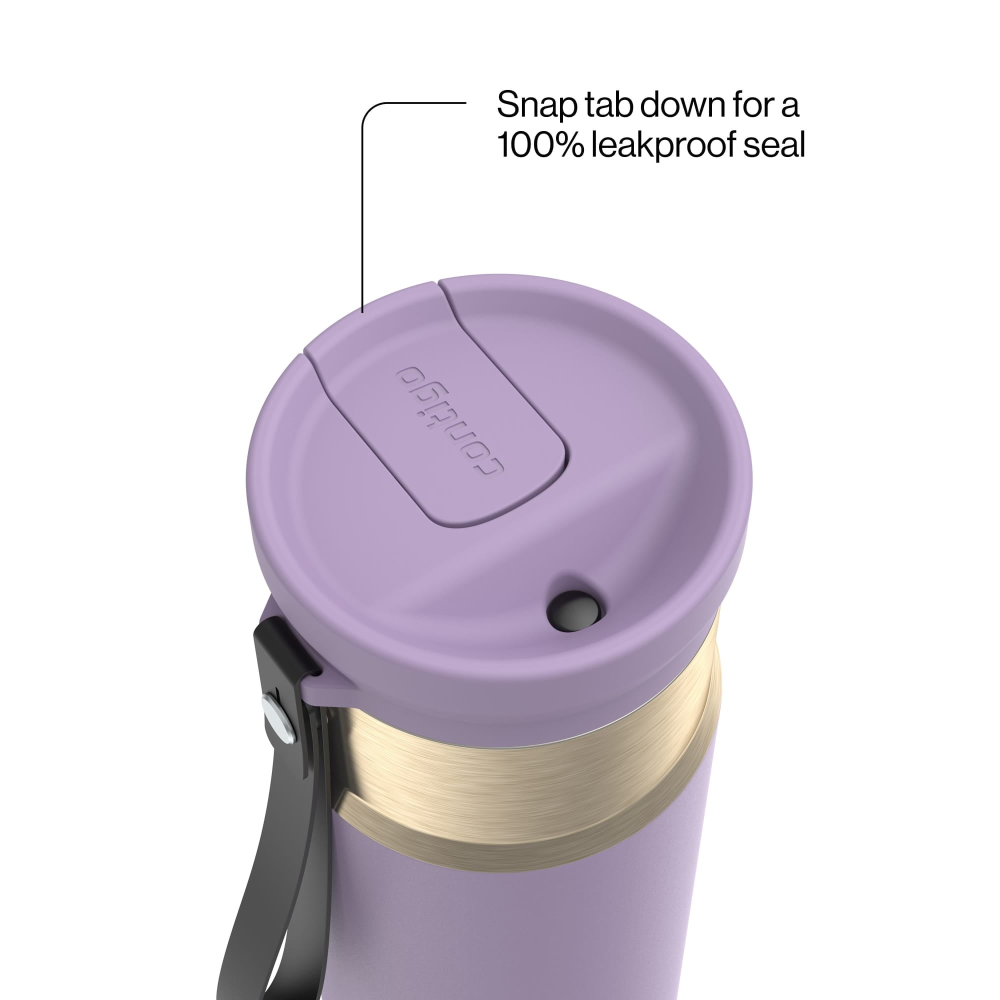 Contigo SnapSeal Leakproof Stainless Steel Reusable Water Bottle with Carrying Strap, Dark Blue/Bronze, 24 oz Edition-3OEQ
