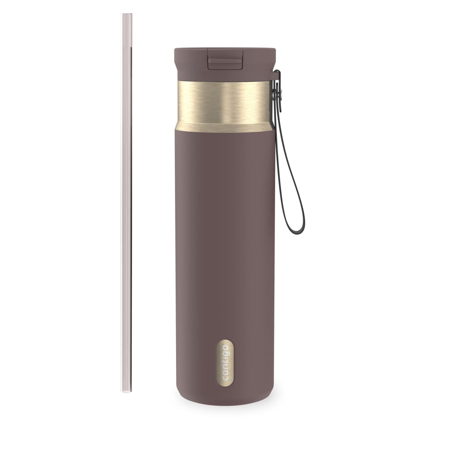 Contigo SnapSeal Leakproof Stainless Steel Reusable Water Bottle with Carrying Strap, Dark Blue/Bronze, 24 oz Edition-3OEQ