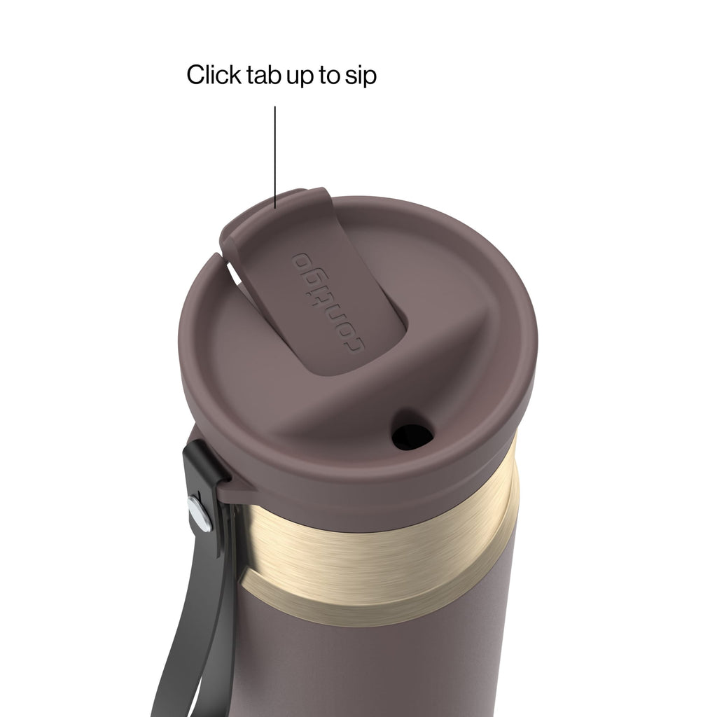 Contigo SnapSeal Leakproof Stainless Steel Reusable Water Bottle with Carrying Strap, Dark Blue/Bronze, 24 oz Edition-3OEQ