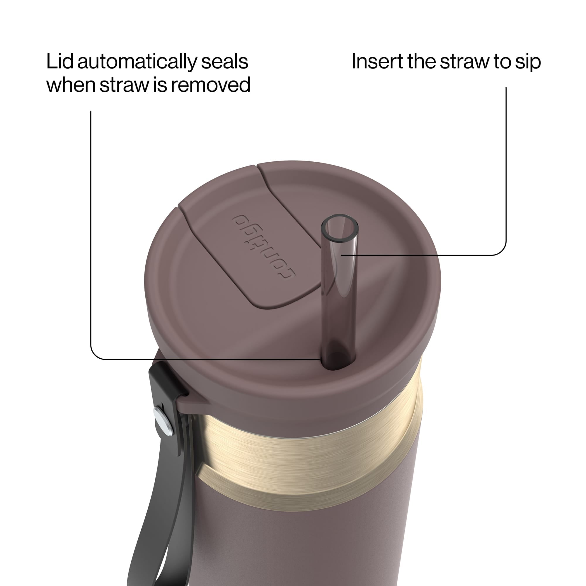 Contigo SnapSeal Leakproof Stainless Steel Reusable Water Bottle with Carrying Strap, Dark Blue/Bronze, 24 oz Edition-3OEQ