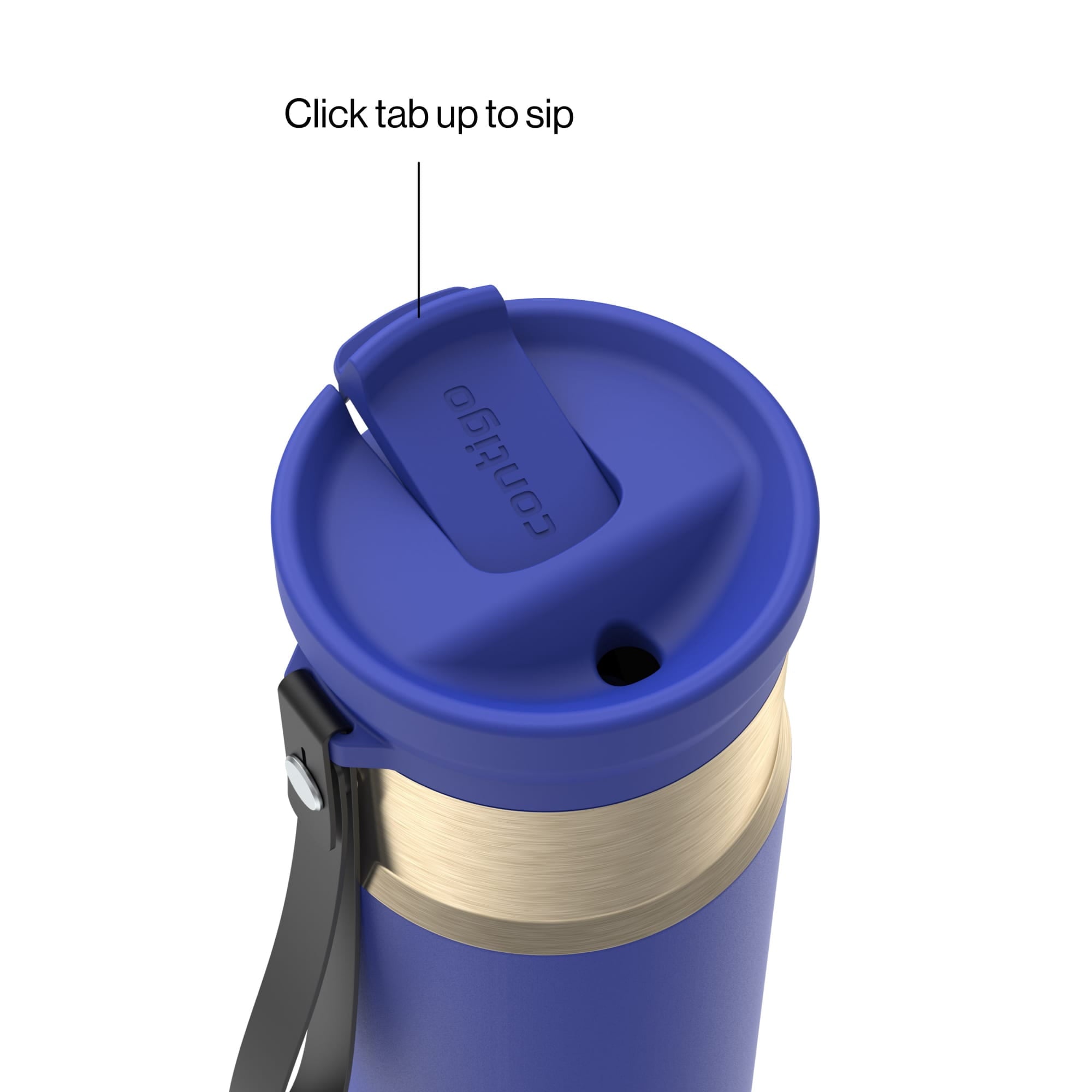 Contigo SnapSeal Leakproof Stainless Steel Reusable Water Bottle with Carrying Strap, Dark Blue/Bronze, 24 oz Edition-3OEQ