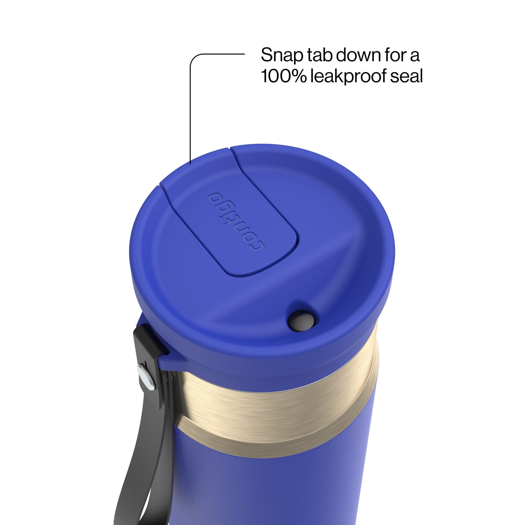 Contigo SnapSeal Leakproof Stainless Steel Reusable Water Bottle with Carrying Strap, Dark Blue/Bronze, 24 oz Edition-3OEQ