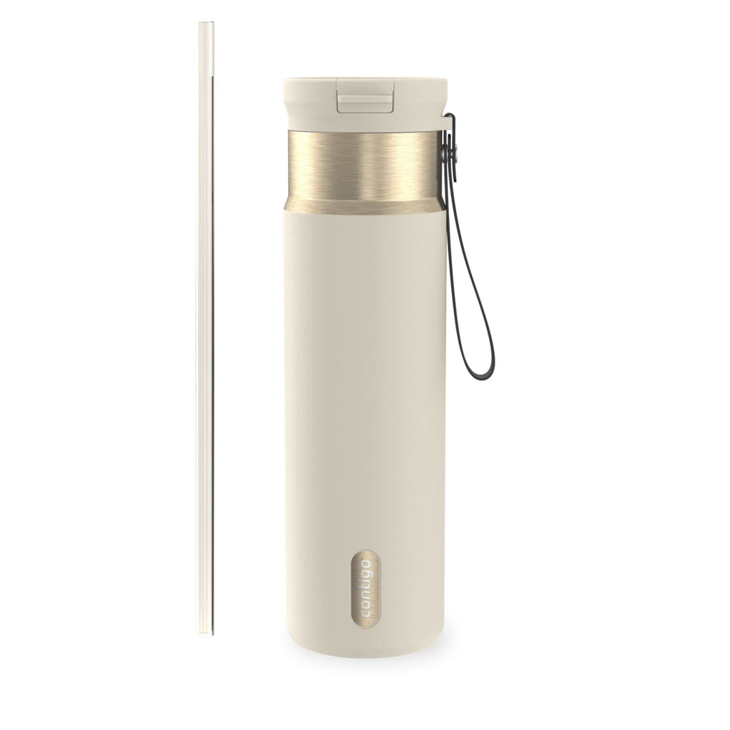 Contigo SnapSeal Leakproof Stainless Steel Reusable Water Bottle with Carrying Strap, Dark Blue/Bronze, 24 oz Edition-3OEQ