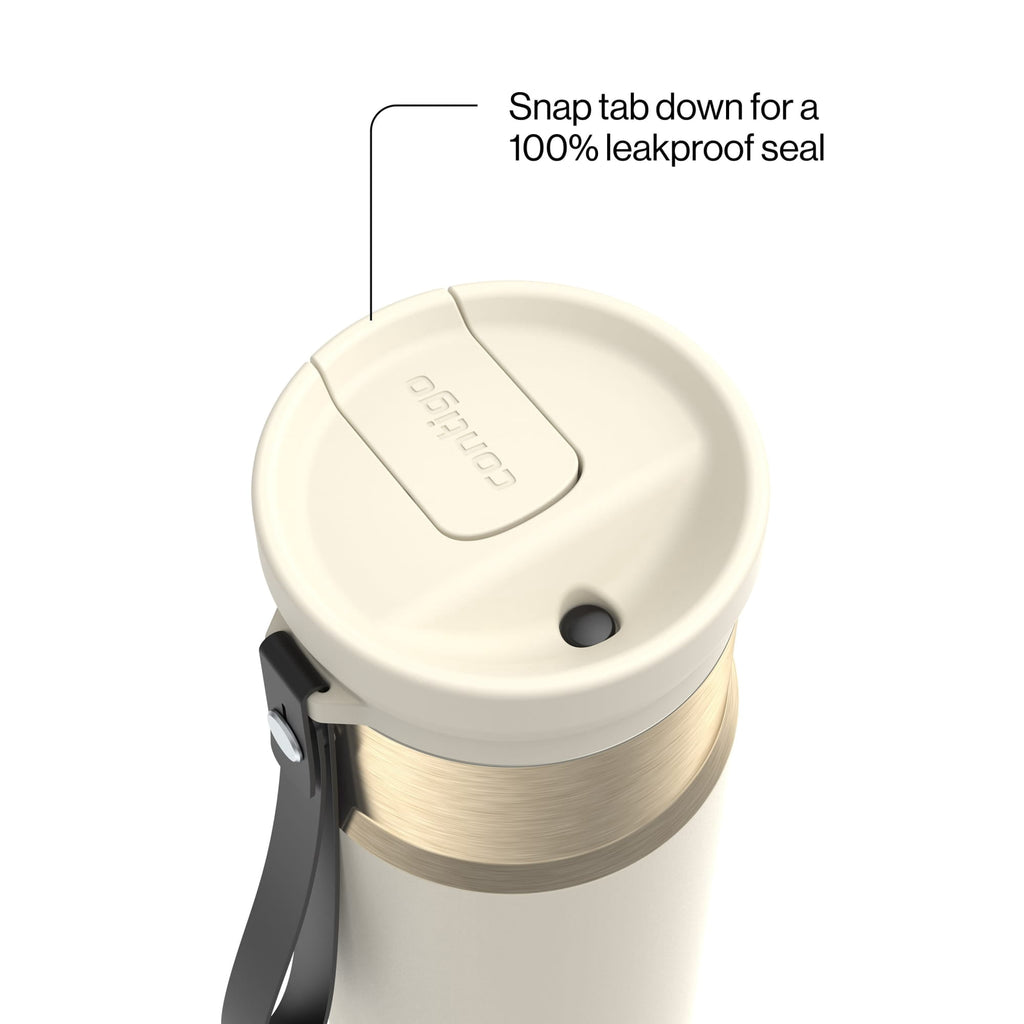 Contigo SnapSeal Leakproof Stainless Steel Reusable Water Bottle with Carrying Strap, Dark Blue/Bronze, 24 oz Edition-3OEQ