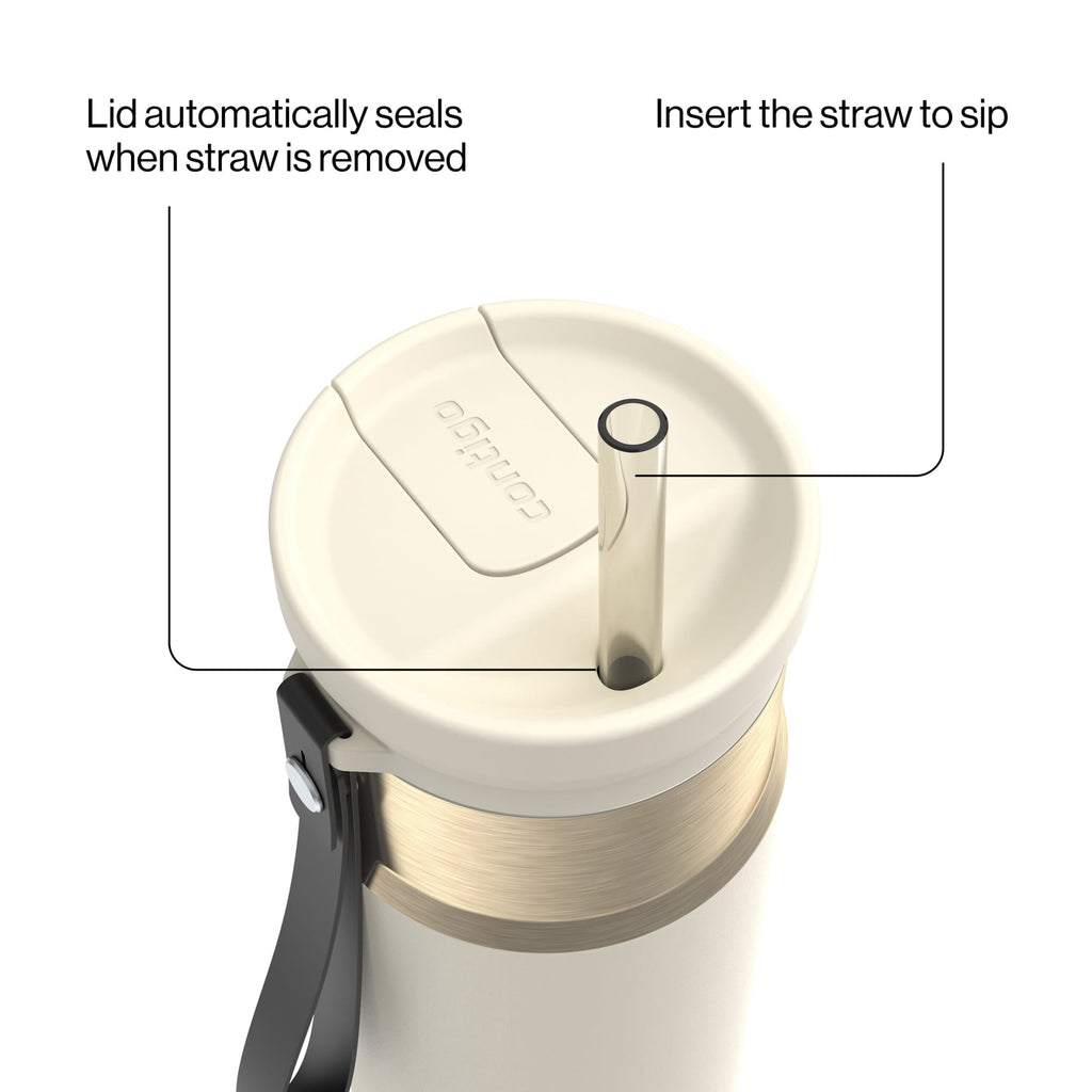 Contigo SnapSeal Leakproof Stainless Steel Reusable Water Bottle with Carrying Strap, Dark Blue/Bronze, 24 oz Edition-3OEQ