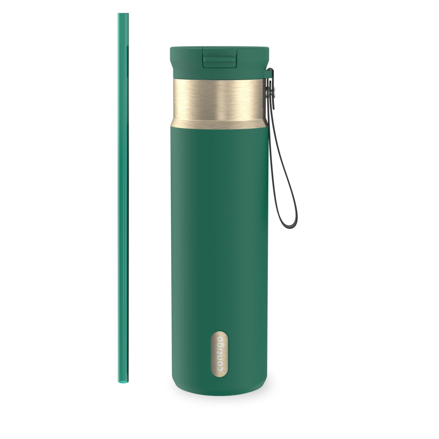 Contigo SnapSeal Leakproof Stainless Steel Reusable Water Bottle with Carrying Strap, Dark Blue/Bronze, 24 oz Edition-3OEQ