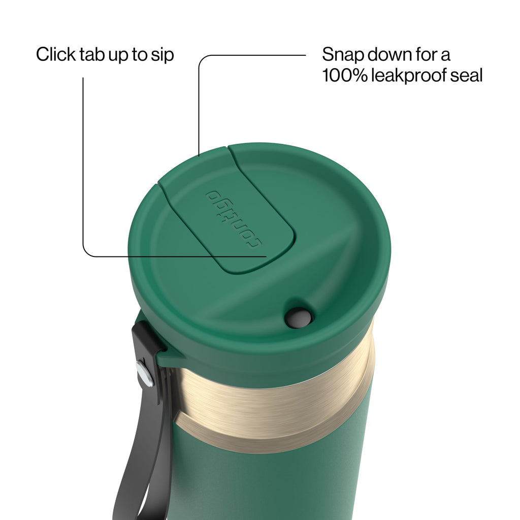 Contigo SnapSeal Leakproof Stainless Steel Reusable Water Bottle with Carrying Strap, Dark Blue/Bronze, 24 oz Edition-3OEQ