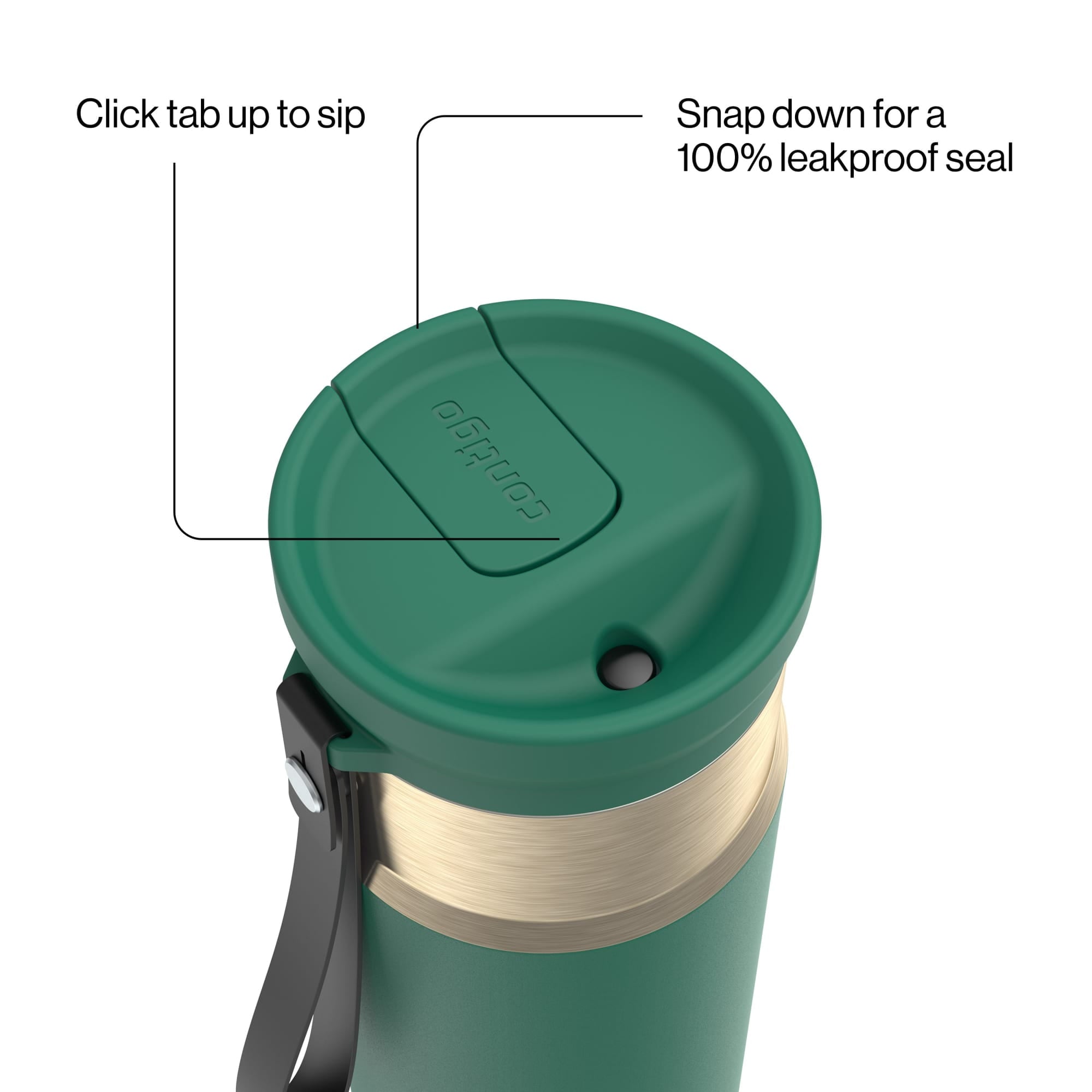 Contigo SnapSeal Leakproof Stainless Steel Reusable Water Bottle with Carrying Strap, Dark Blue/Bronze, 24 oz Edition-3OEQ
