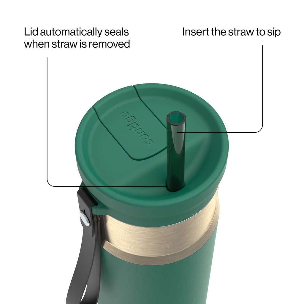 Contigo SnapSeal Leakproof Stainless Steel Reusable Water Bottle with Carrying Strap, Dark Blue/Bronze, 24 oz Edition-3OEQ