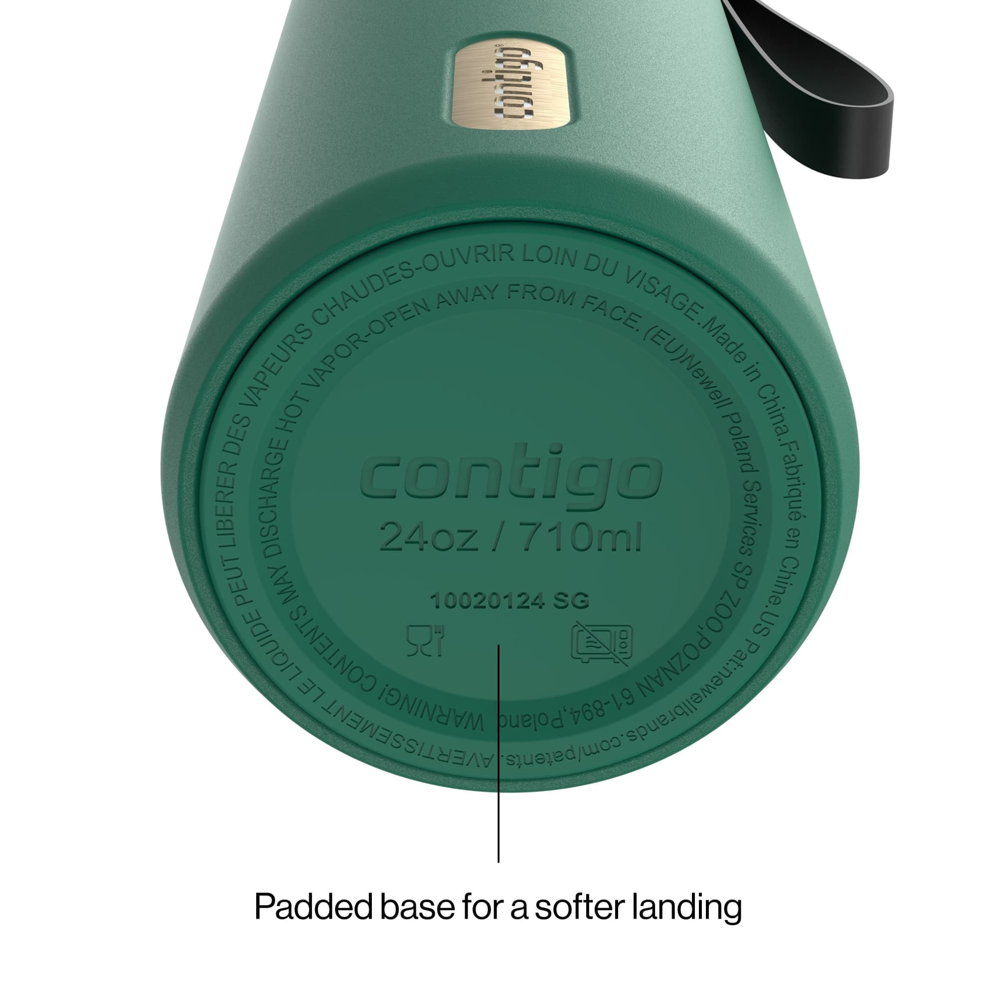 Contigo SnapSeal Leakproof Stainless Steel Reusable Water Bottle with Carrying Strap, Dark Blue/Bronze, 24 oz Edition-3OEQ
