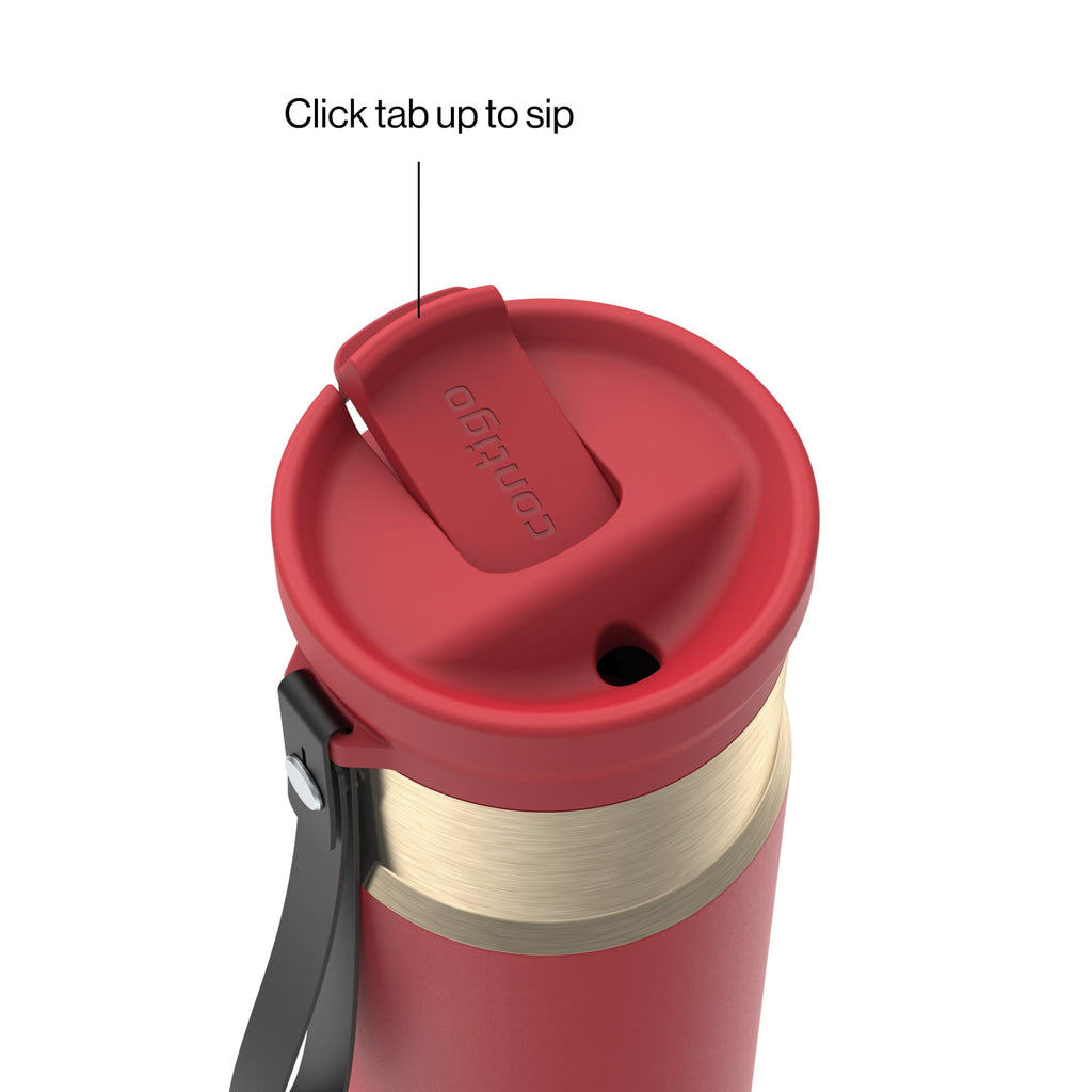 Contigo SnapSeal Leakproof Stainless Steel Reusable Water Bottle with Carrying Strap, Dark Blue/Bronze, 24 oz Edition-3OEQ