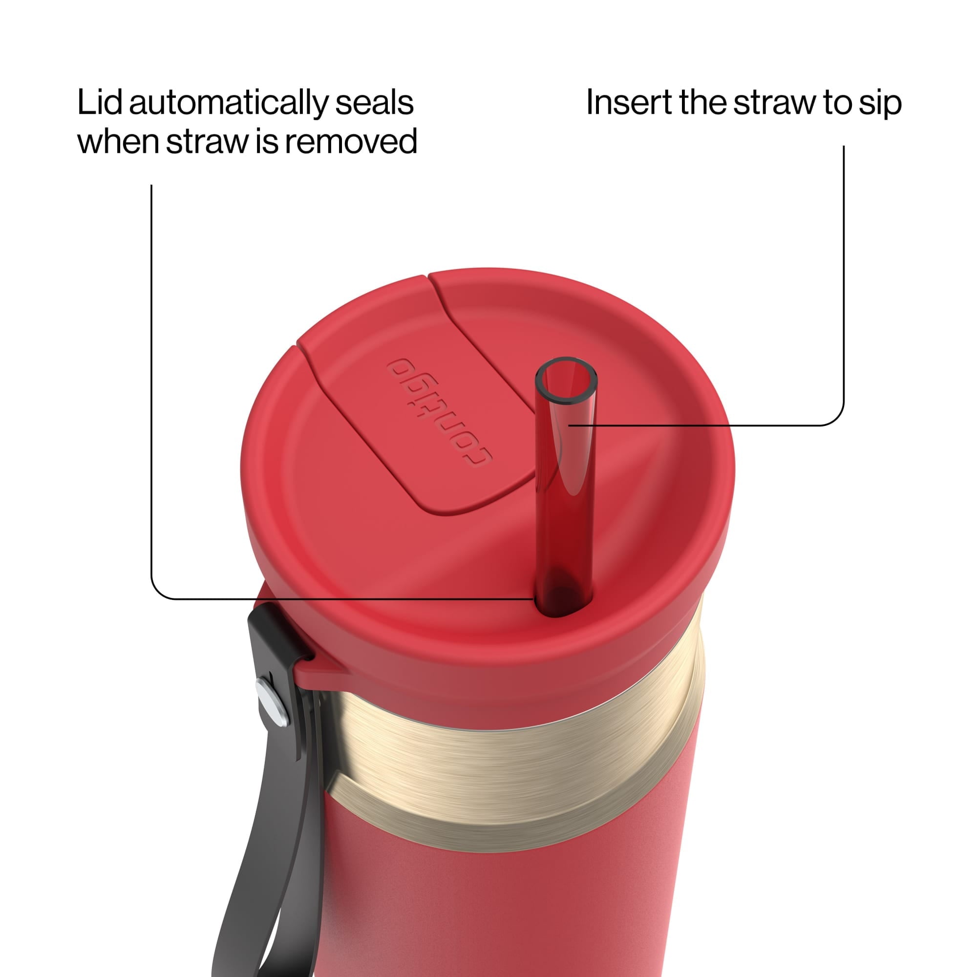 Contigo SnapSeal Leakproof Stainless Steel Reusable Water Bottle with Carrying Strap, Dark Blue/Bronze, 24 oz Edition-3OEQ