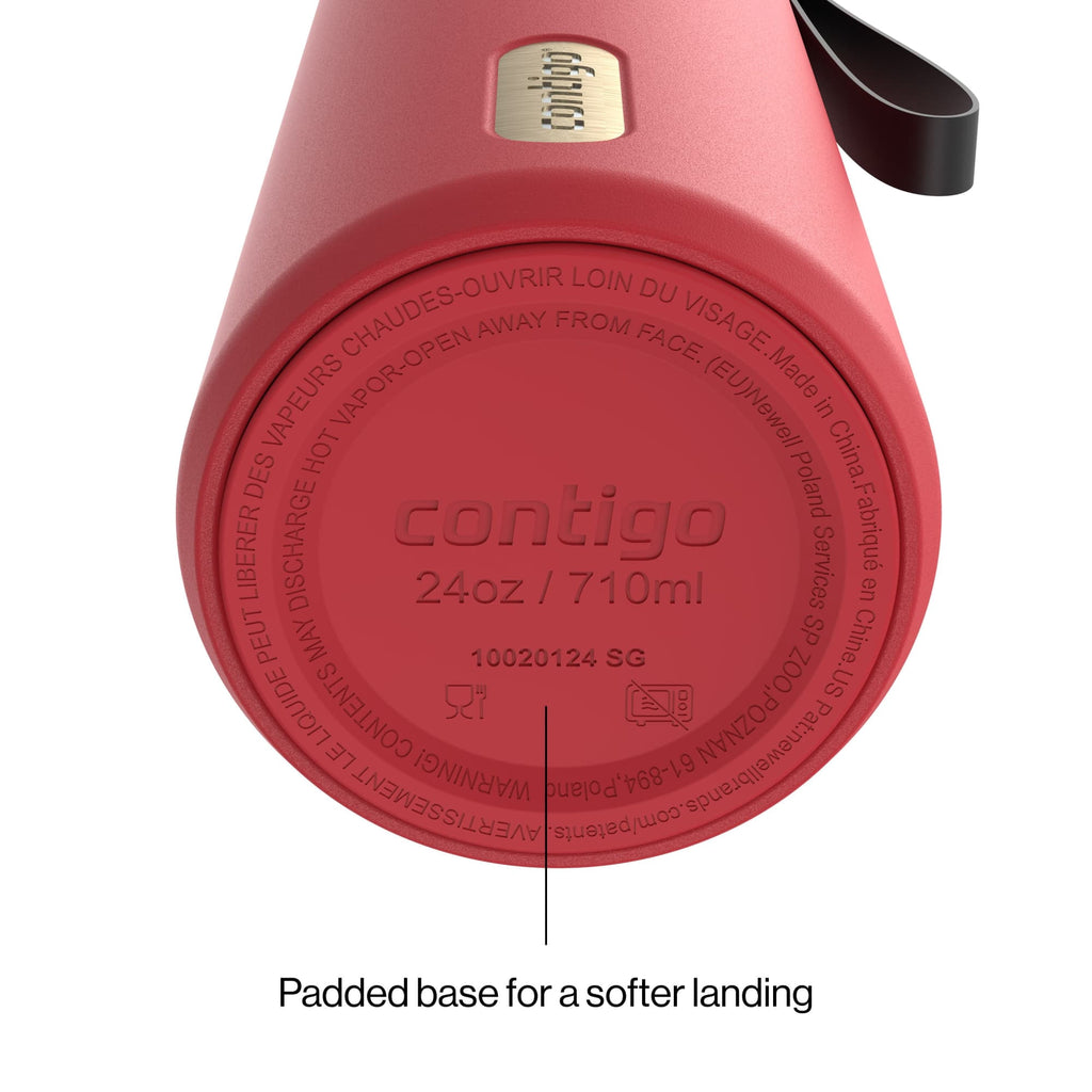 Contigo SnapSeal Leakproof Stainless Steel Reusable Water Bottle with Carrying Strap, Dark Blue/Bronze, 24 oz Edition-3OEQ