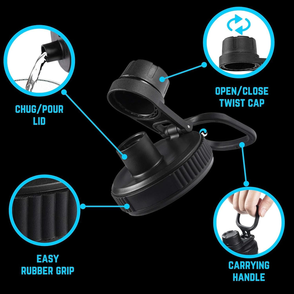 Hydraflow Wide Mouth Spout Twist Chug Nalgene Replacement Lid | Compatible with Nalgene 32 oz Wide Mouth Lid, Hydroflask &amp; Many  Top Water Bottle Brands Sizes 12 16 18 20 32 40 64 Oz Edition-1JMR
