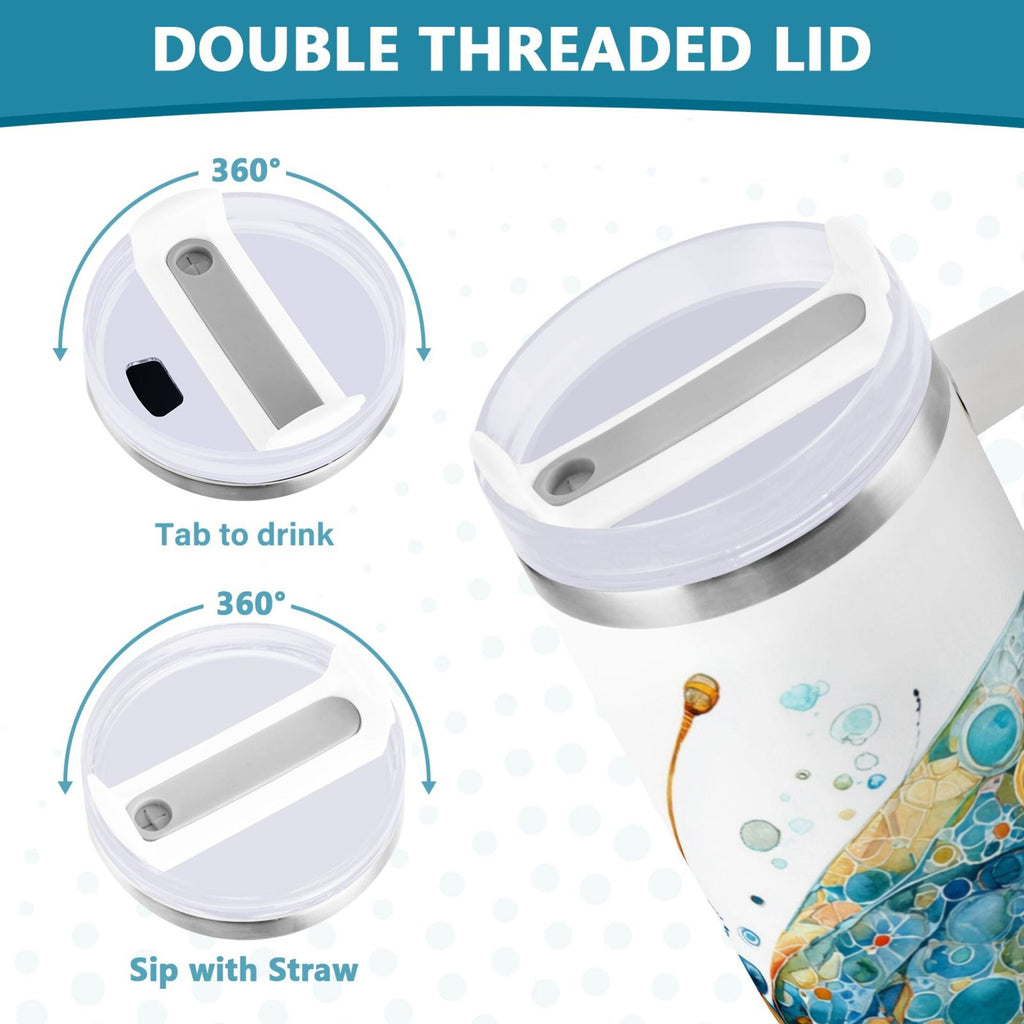40 oz Insulated Stainless Steel Tumbler Double Wall Stainless Steel Tumbler with 2-Way Drinking Intricately Butterfly Edition-TOOC