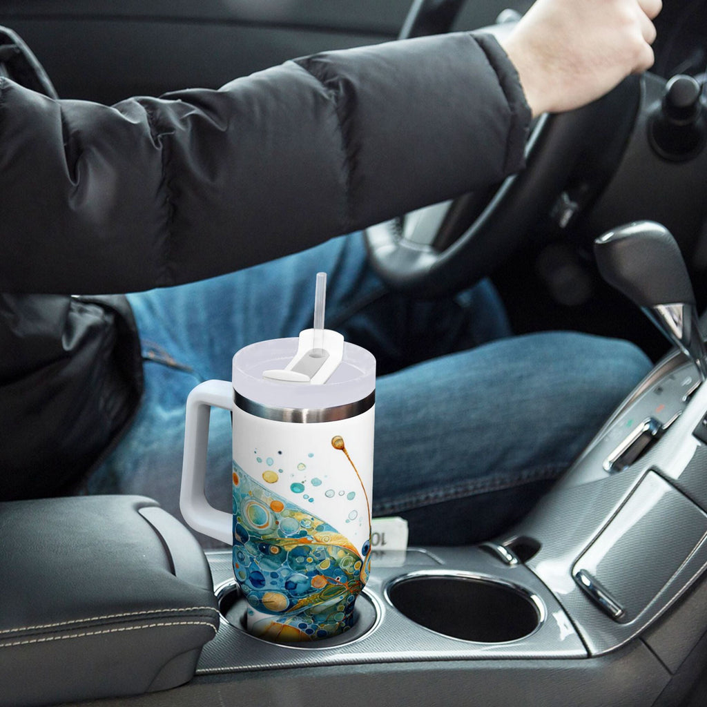 40 oz Insulated Stainless Steel Tumbler Double Wall Stainless Steel Tumbler with 2-Way Drinking Intricately Butterfly Edition-TOOC