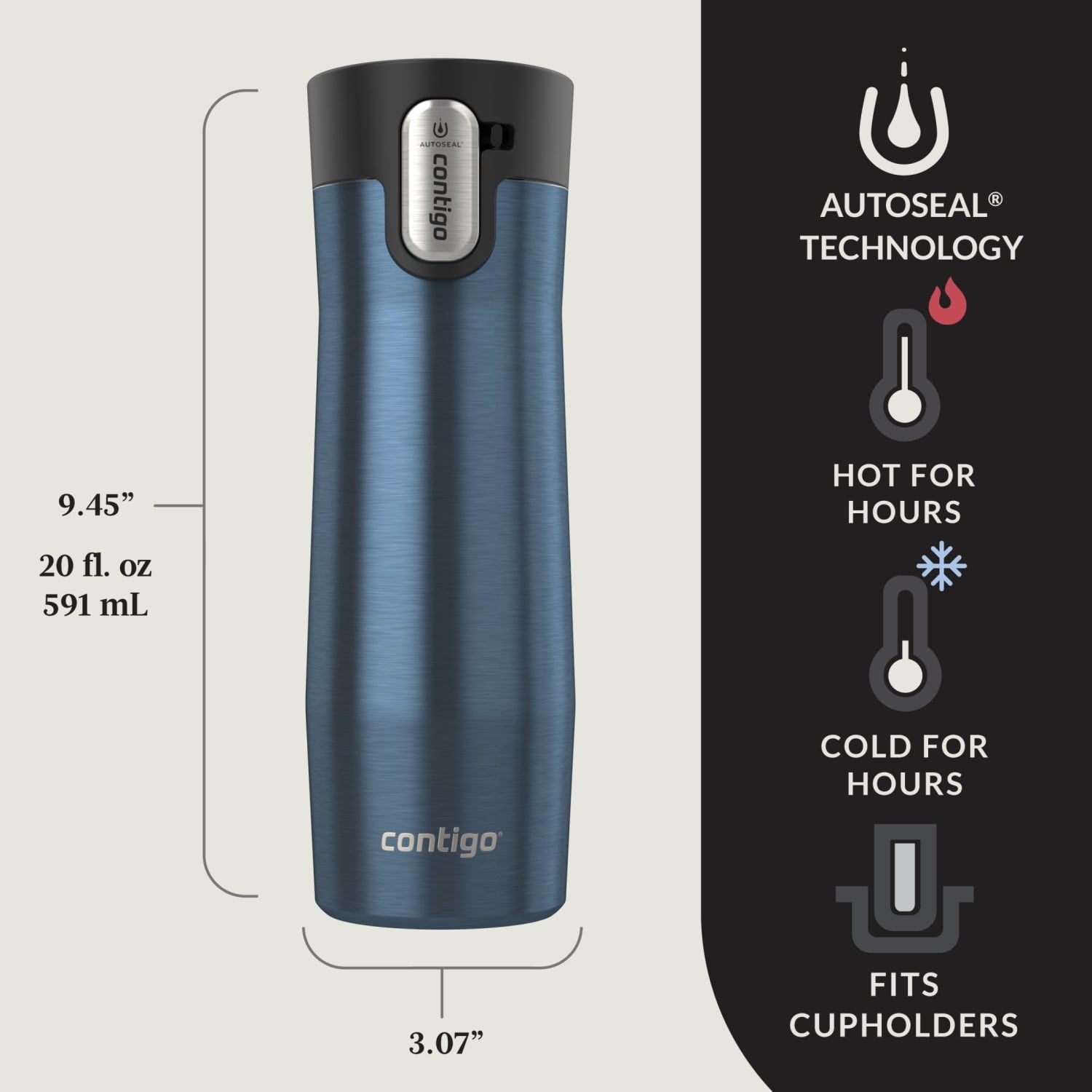 Contigo AUTOSEAL West Loop Vacuum-Insulated Stainless Steel Travel Mug with Easy-Clean Lid, 20 oz Edition-1YLU