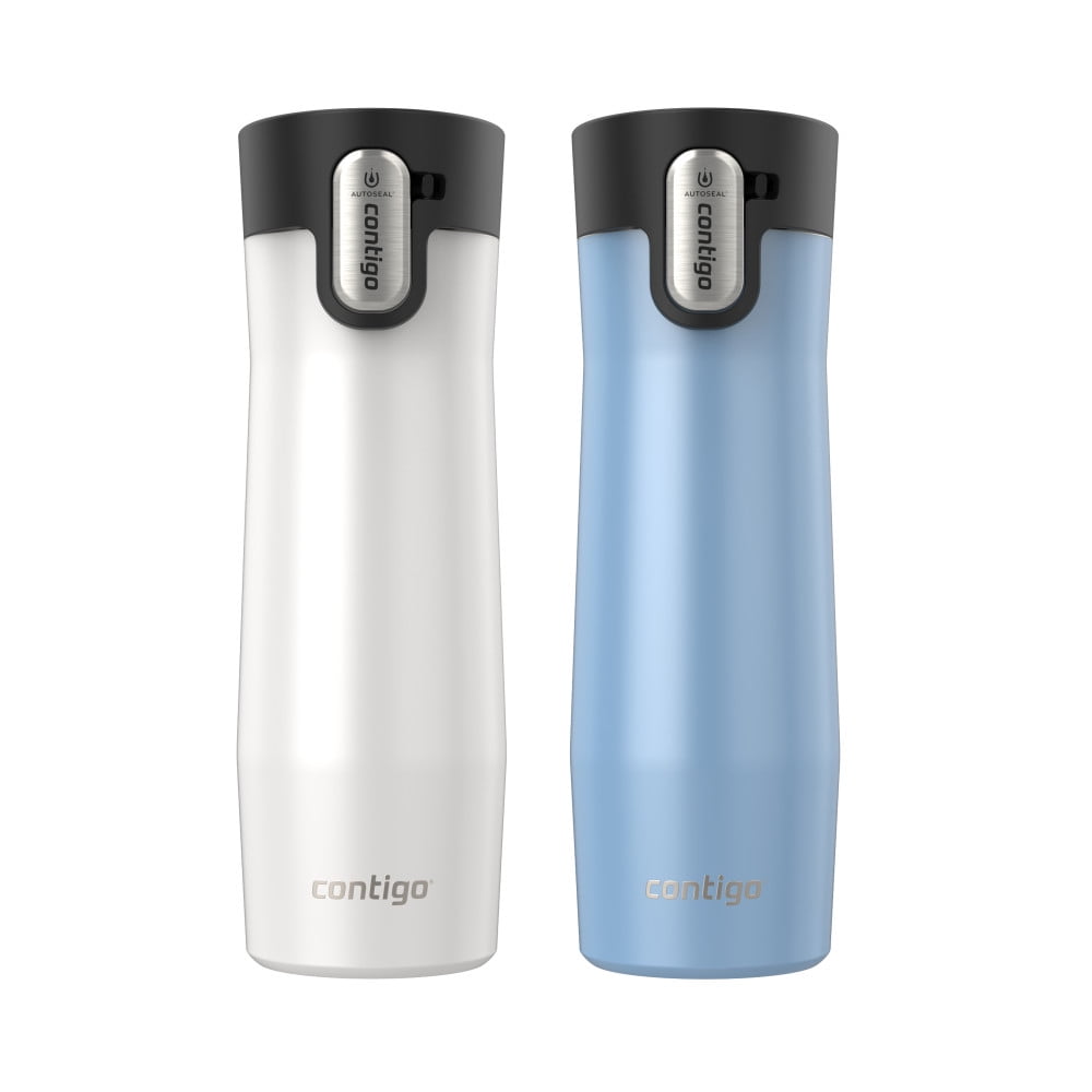 Contigo AUTOSEAL West Loop Vacuum-Insulated Stainless Steel Travel Mug with Easy-Clean Lid, 20 oz, Crystal Lakeside &amp; Crystal Agave, 2-Pack Edition-2GKF