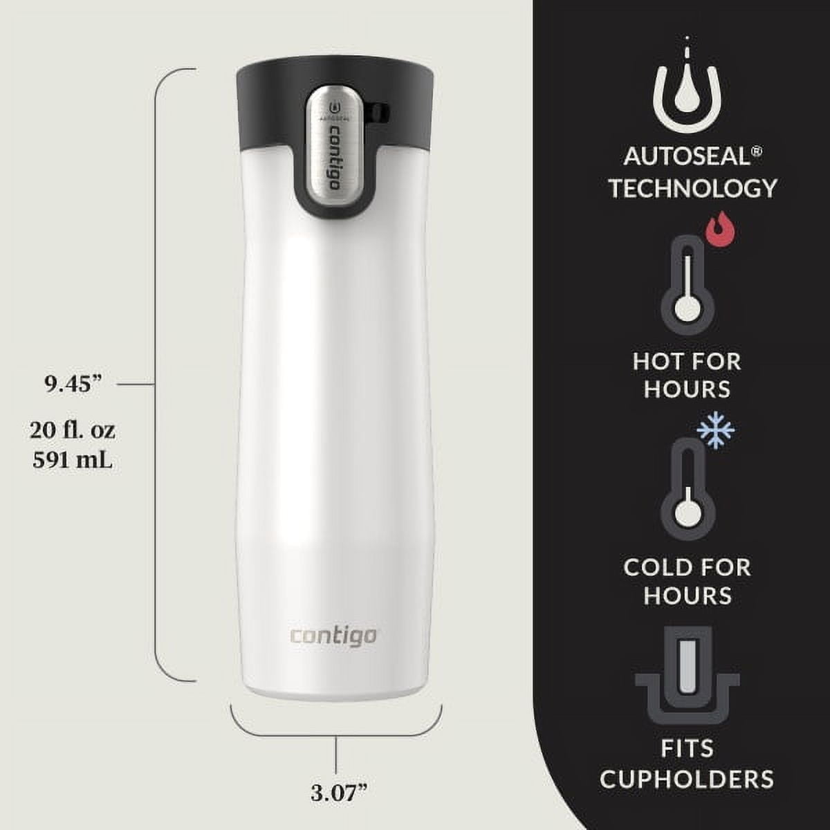 Contigo AUTOSEAL West Loop Vacuum-Insulated Stainless Steel Travel Mug with Easy-Clean Lid, 20 oz, Crystal Lakeside &amp; Crystal Agave, 2-Pack Edition-2GKF